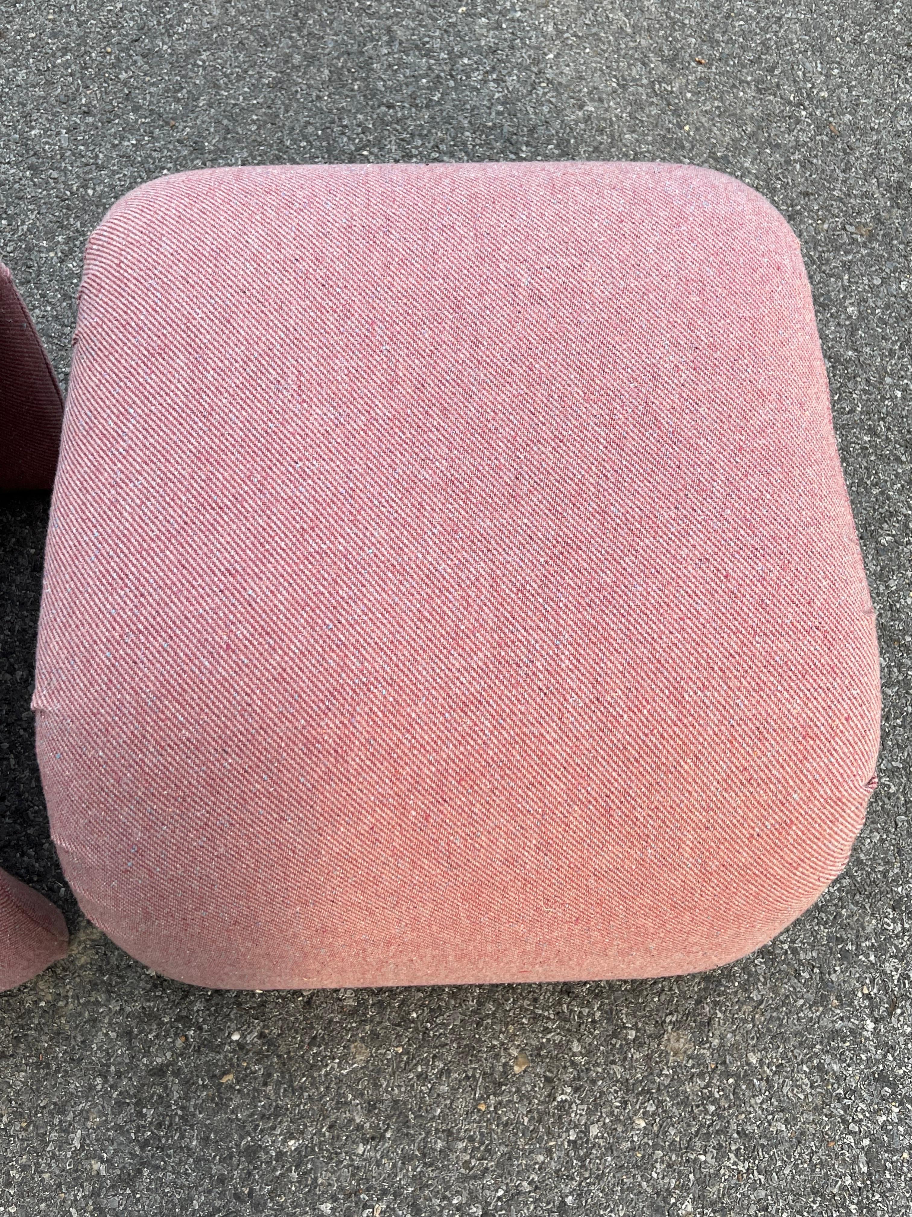 Unknown Vintage Waterfall Pink Ottomans in the Style of Karl Springer, a Pair For Sale