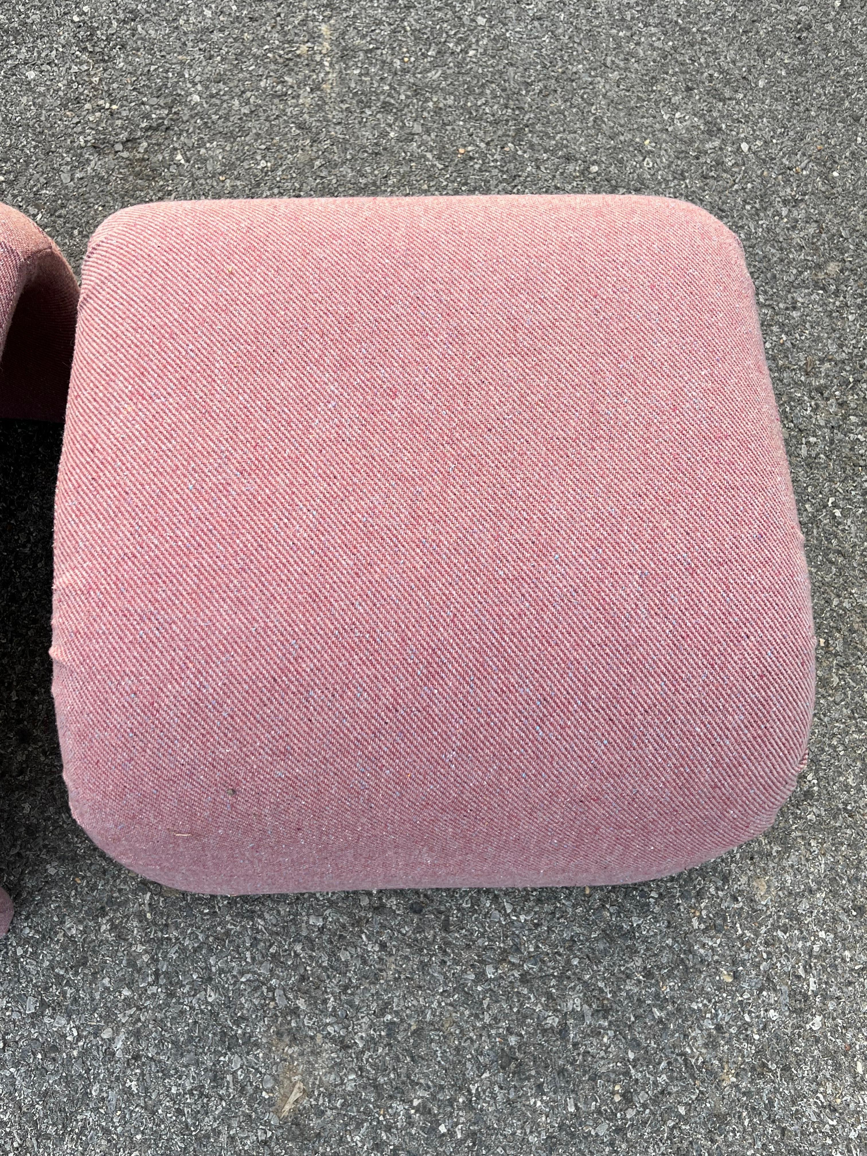 Vintage Waterfall Pink Ottomans in the Style of Karl Springer, a Pair In Good Condition For Sale In Fort Washington, MD
