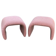 Vintage Waterfall Pink Ottomans in the Style of Karl Springer, a Pair