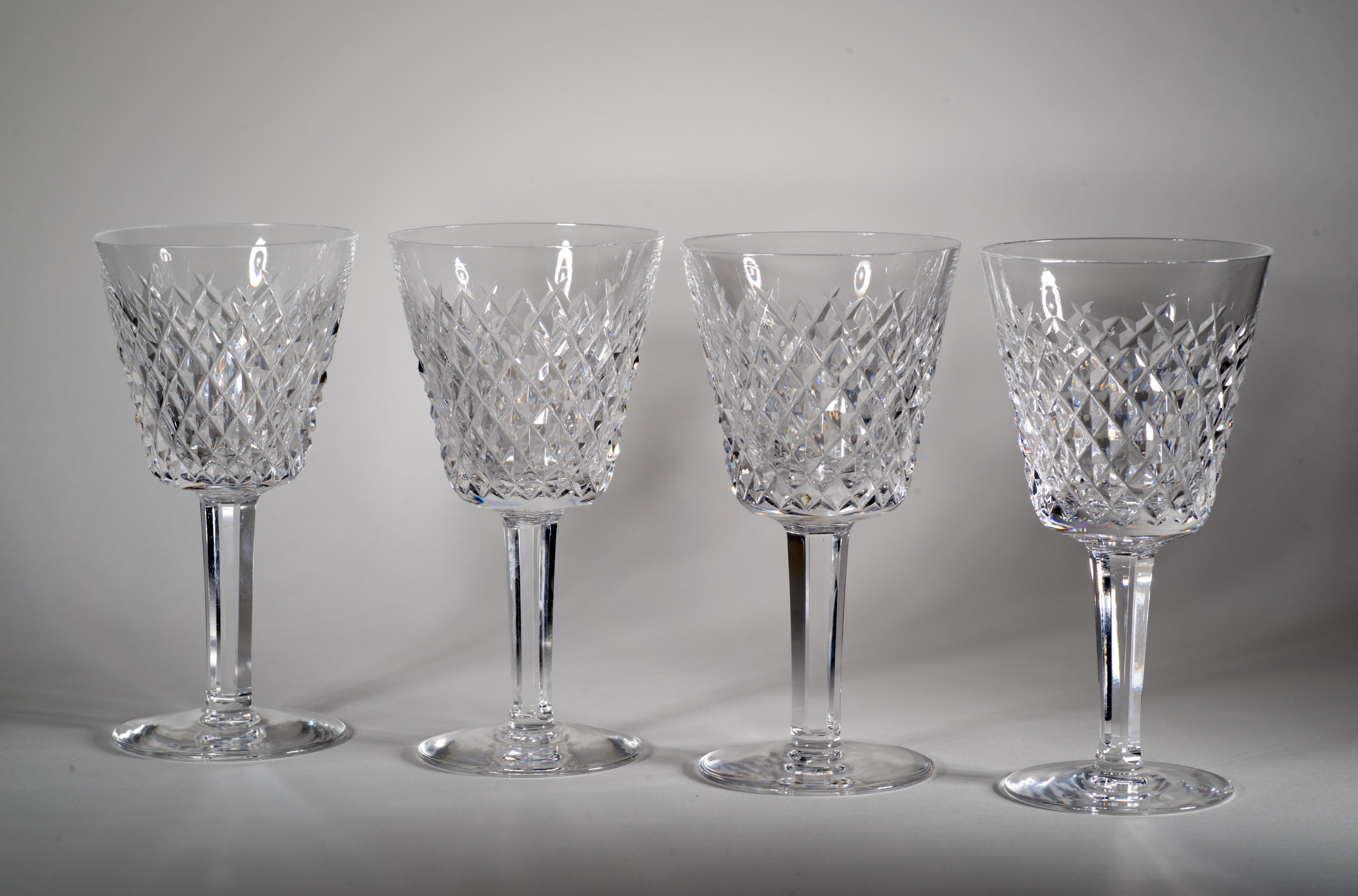 Copas de Vino Vintage Waterford Alana Crystal, Juego de 4 Moderno de mediados de siglo en venta