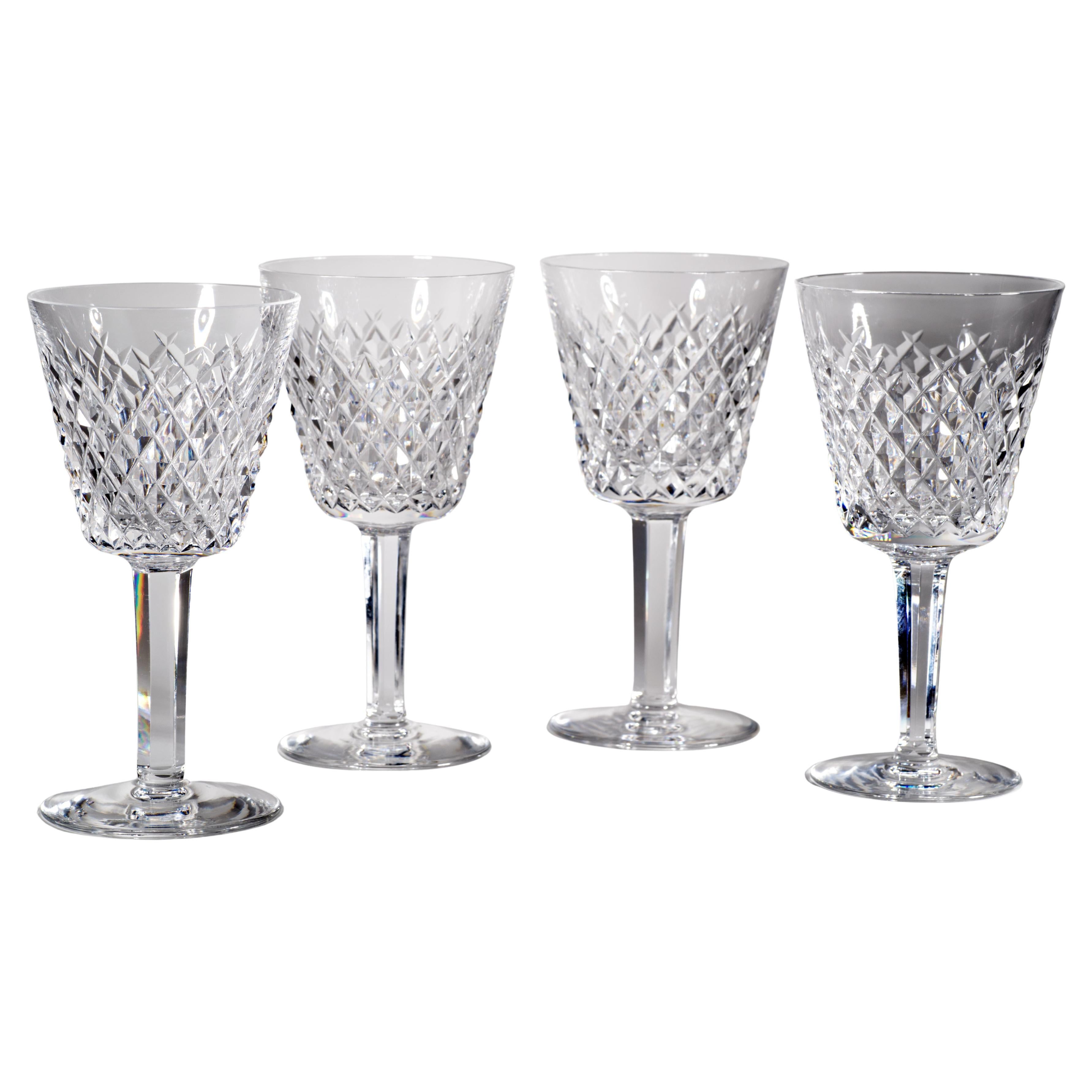 Bicchieri da vino in cristallo Waterford Crystal vintage, set di 4 bicchieri