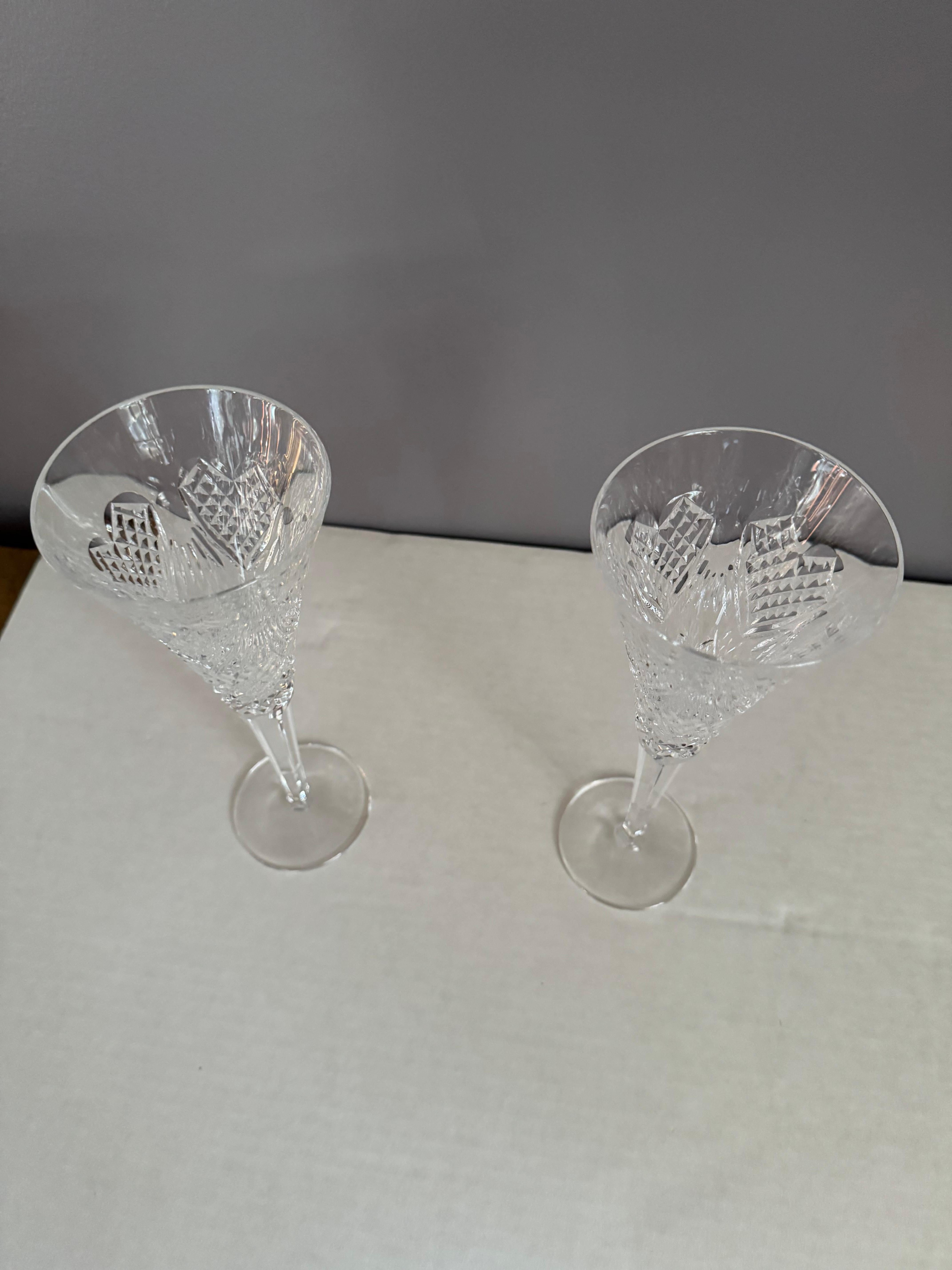 Waterford Celebration LOVE Champagne Glasses, set of 2 For Sale 1