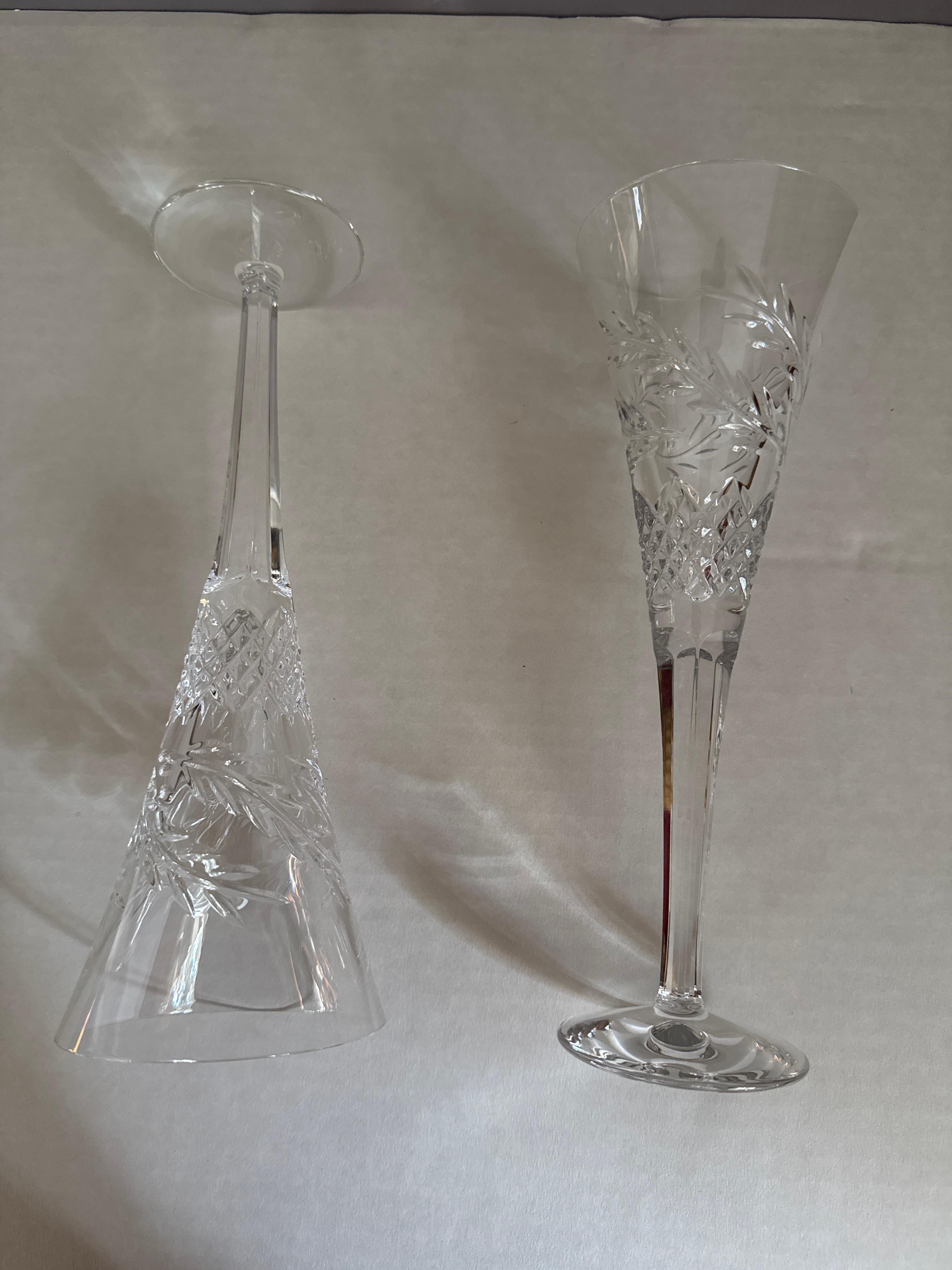 Ensemble de 2 pièces vintage Waterford « Celebration Toasting Flutes » en vente 1