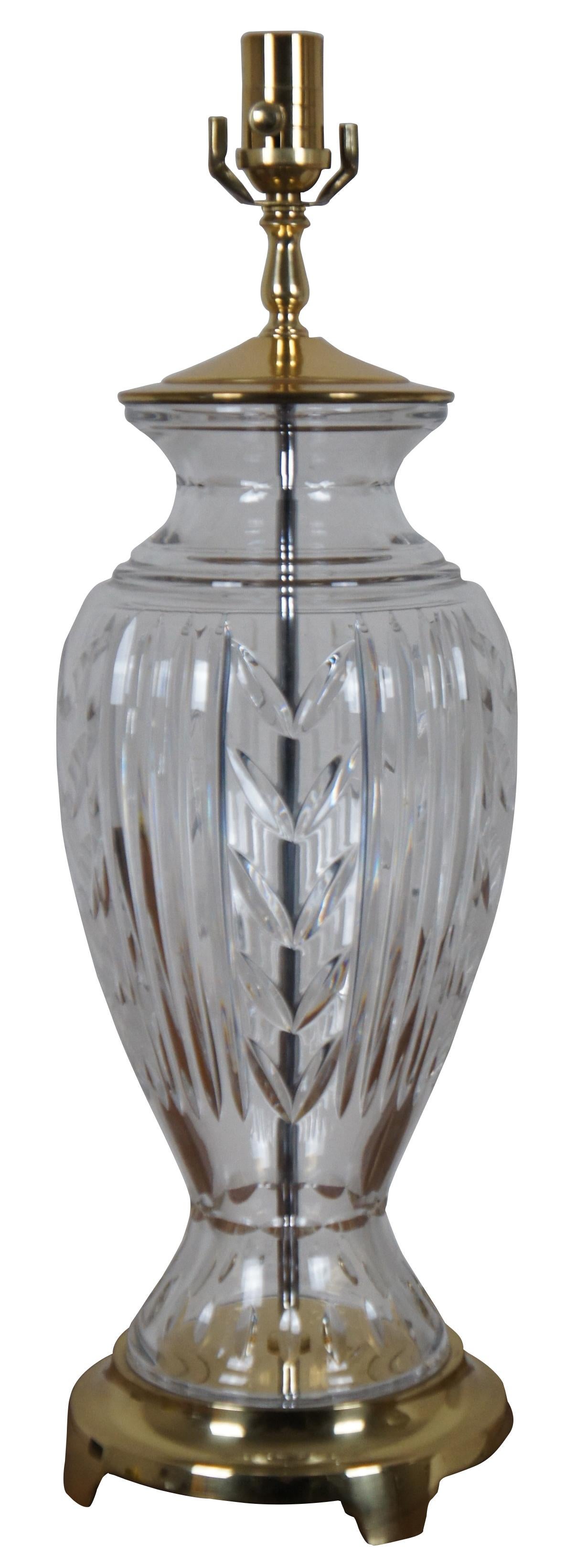 Lampe de bureau Glencar vintage en cristal et laiton Waterford de style Hollywood Regency Bon état - En vente à Dayton, OH
