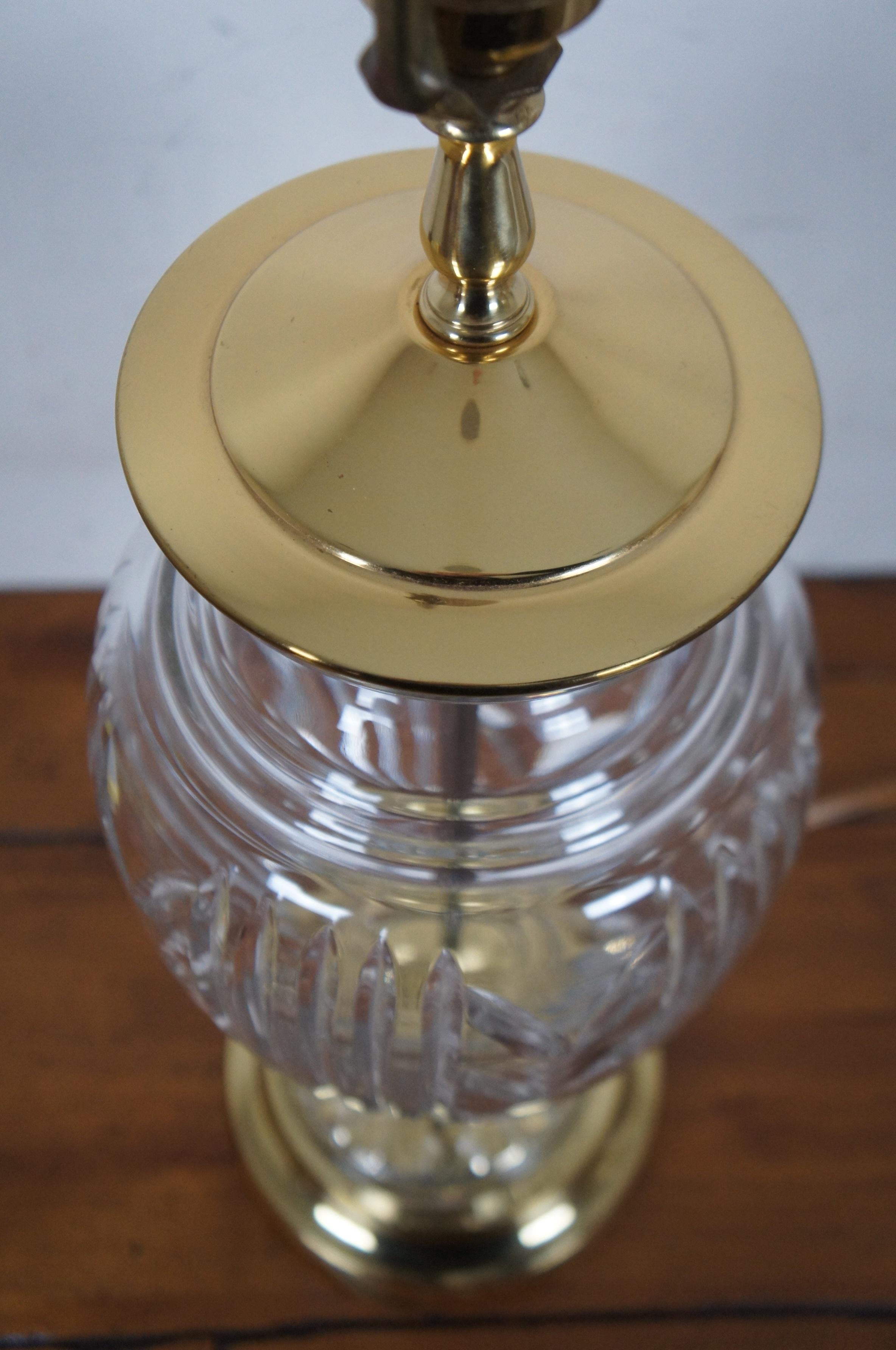 20th Century Vintage Waterford Crystal & Brass Glencar Table Lamp Hollywood Regency For Sale