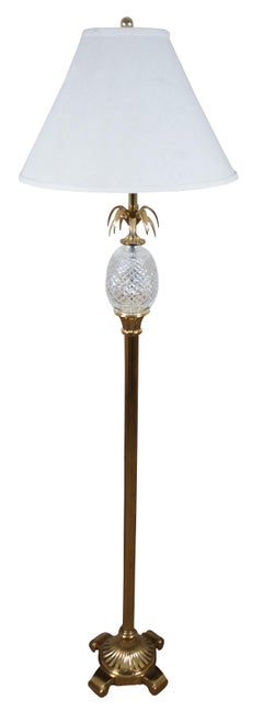 Vintage Waterford Crystal & Brass Pineapple Floor Lamp Hollywood Regency