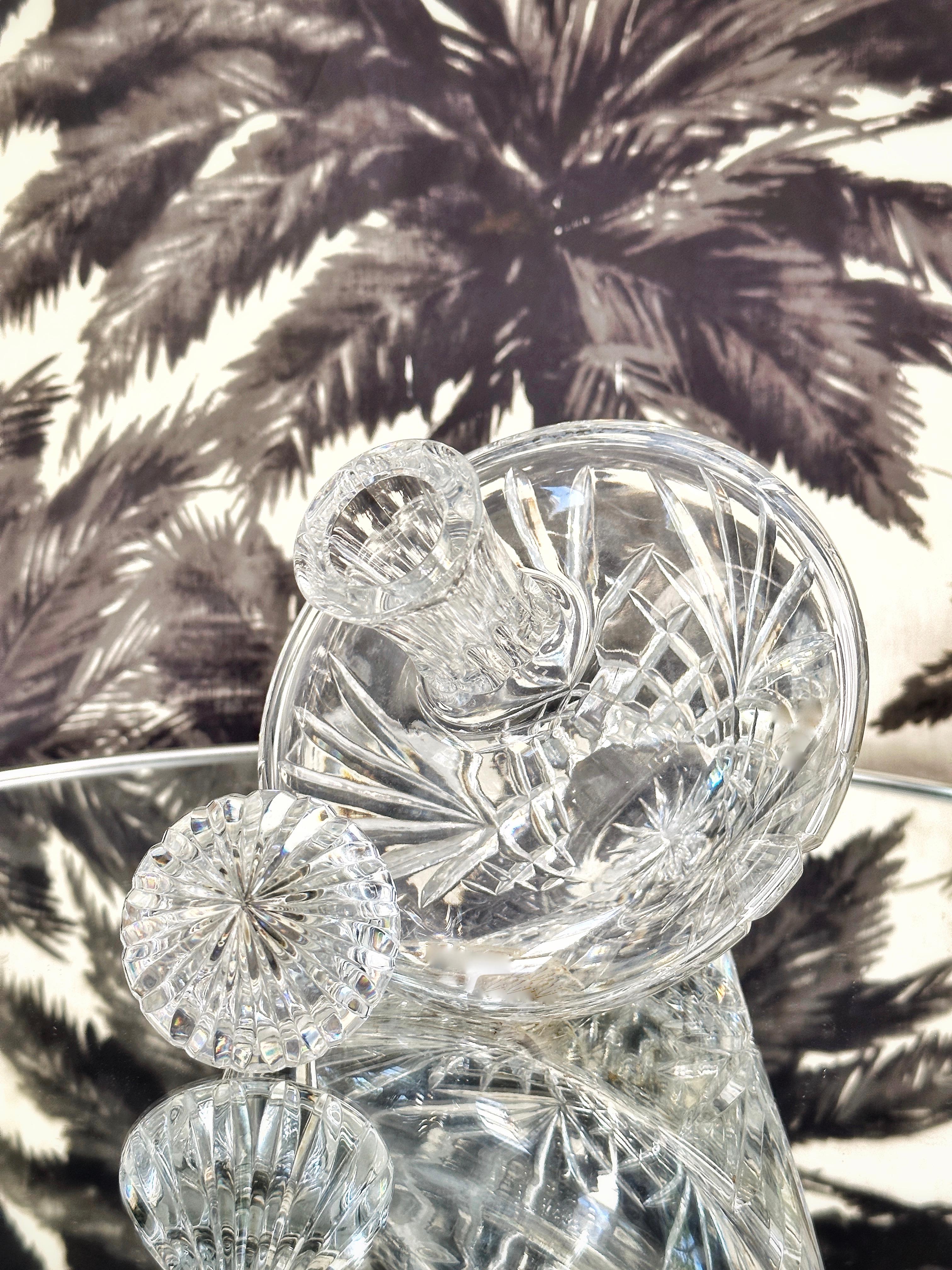 Late 20th Century Vintage Waterford Crystal Leaning Decanter with Etched Designs, circa 1980