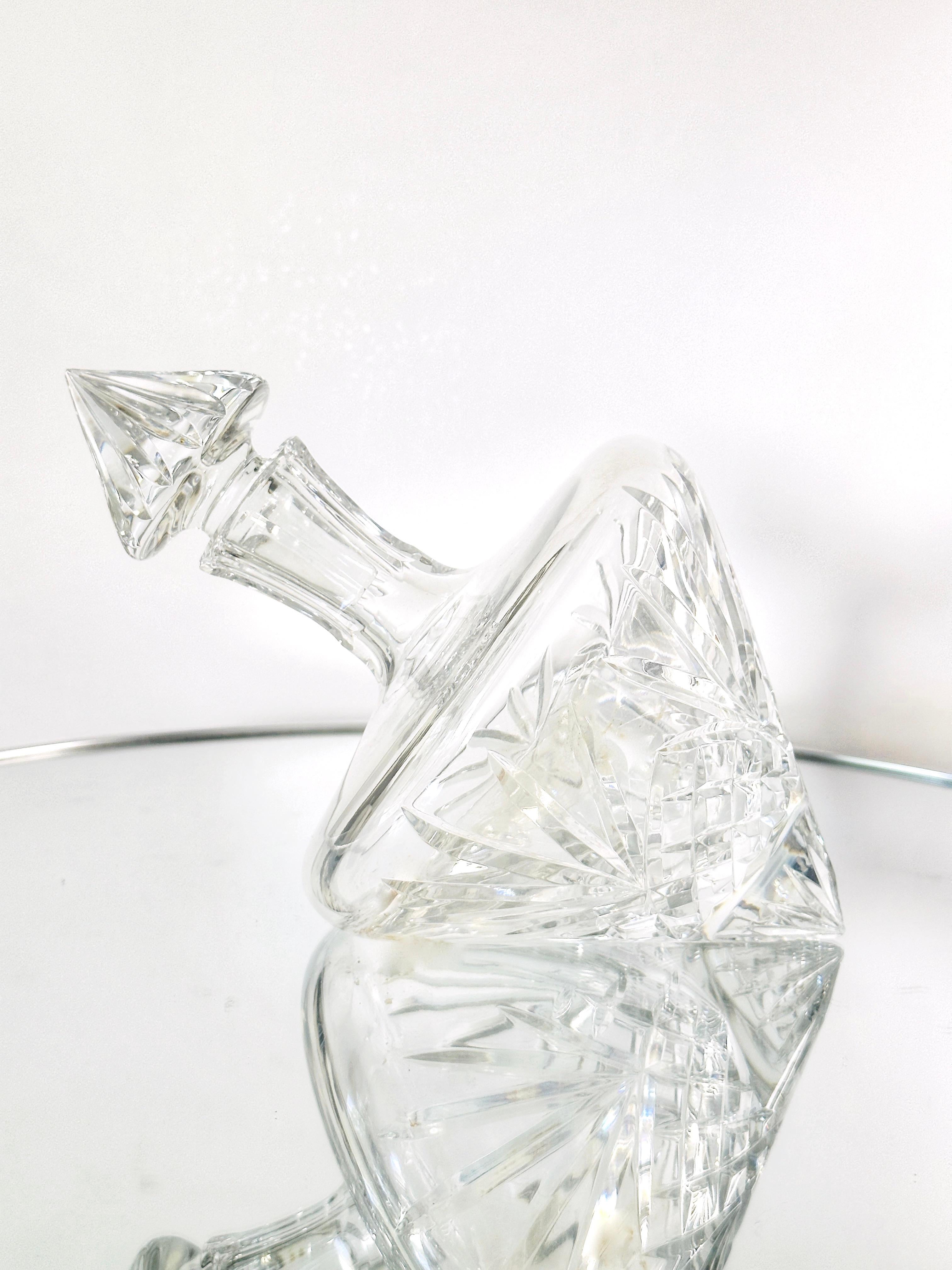 Vintage Waterford Crystal Leaning Decanter with Etched Designs, circa 1980 3