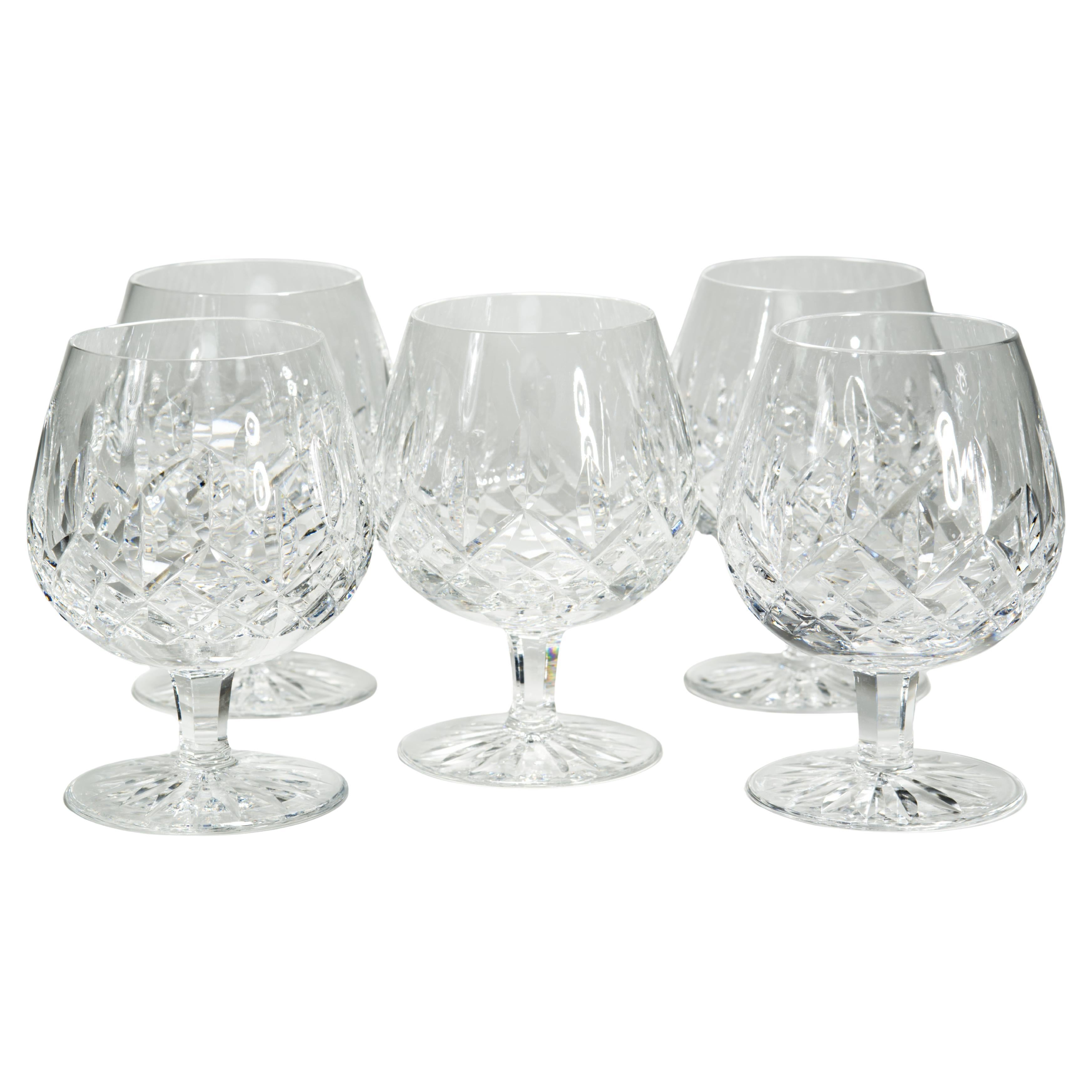 Juego de 5 copas de brandy Vintage Waterford Crystal Lismore, años 80