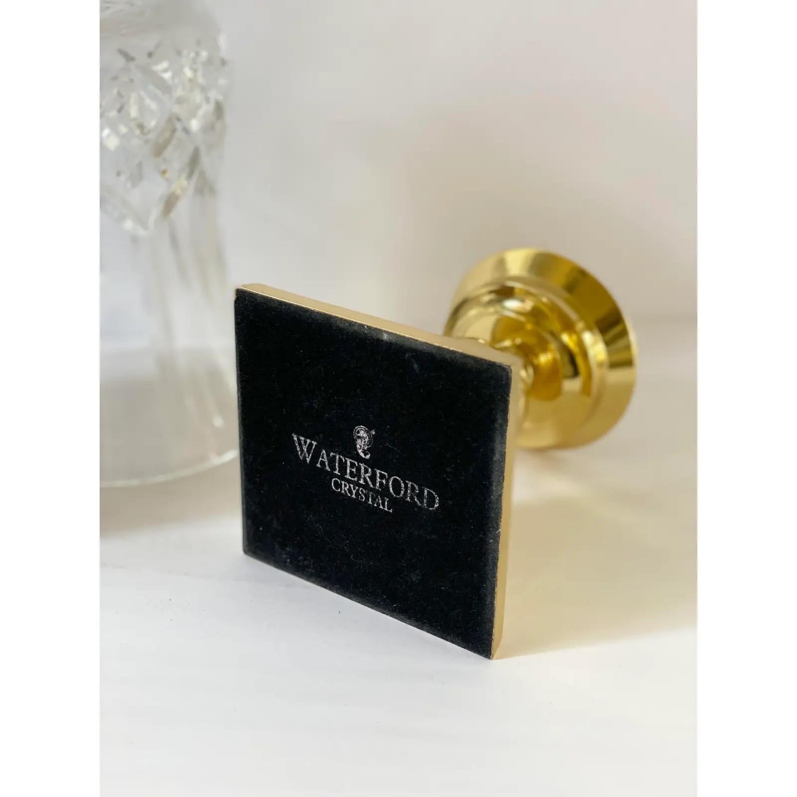 Vintage Waterford Crystal Lismore Brass Base Hurricane Candle Holders