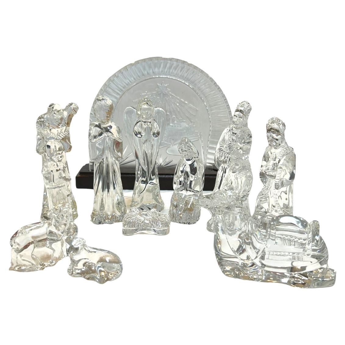 Vintage Waterford Crystal Nativity Set ~ 12 Pieces and Backdrop For Sale
