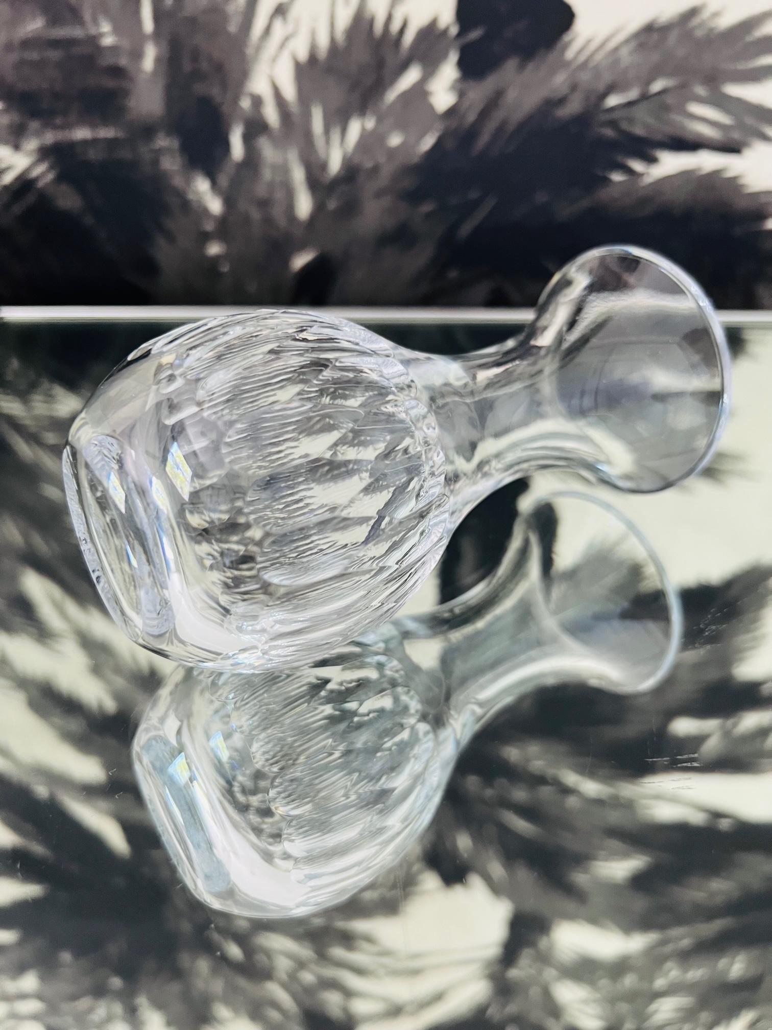 Late 20th Century Vintage Waterford Crystal Carafe with Faceted Design, C. 1985 For Sale