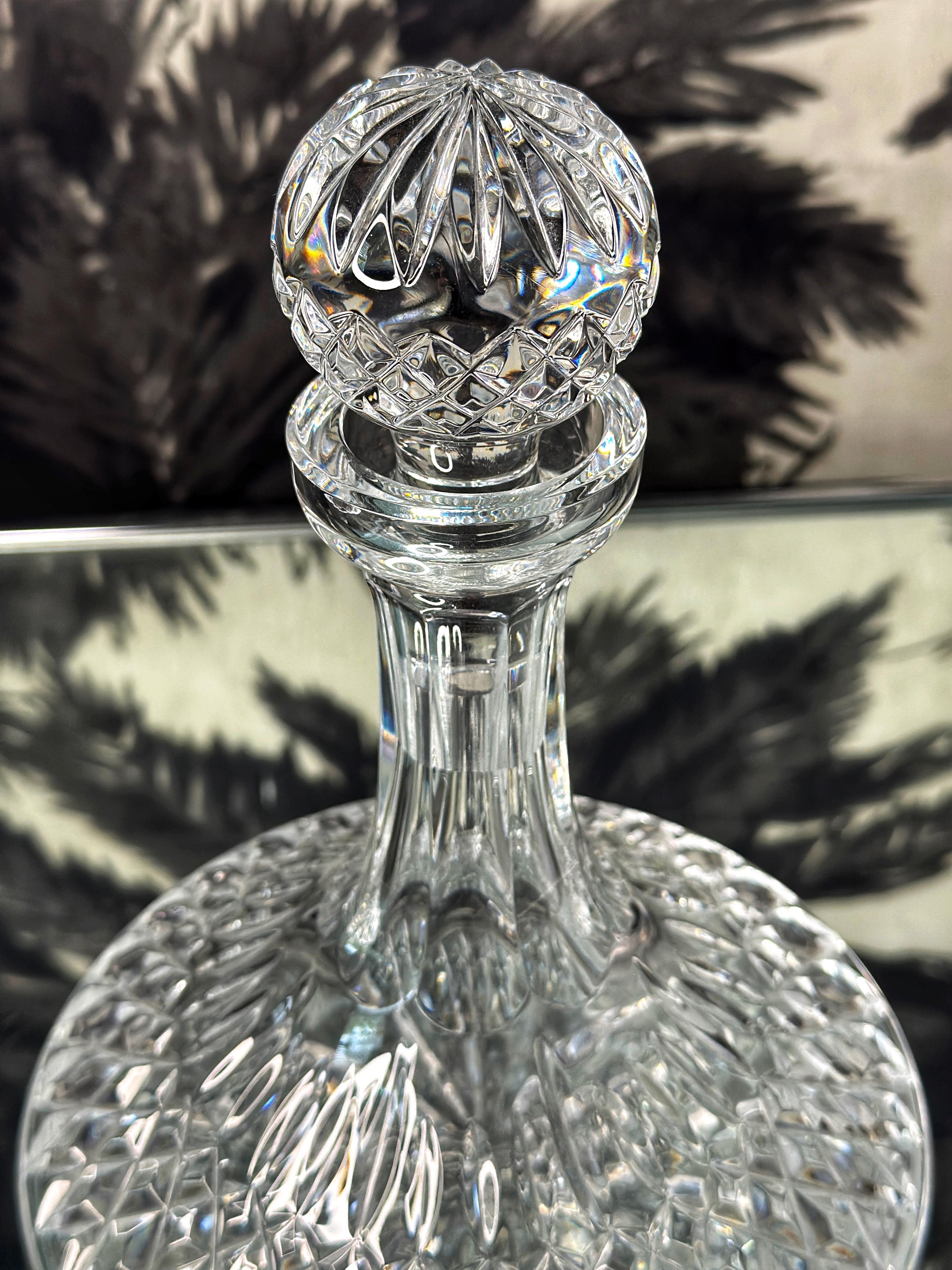 Regency Vintage Waterford Crystal Ships Decanter with Etched Diamond Cuts, c. 1970's
