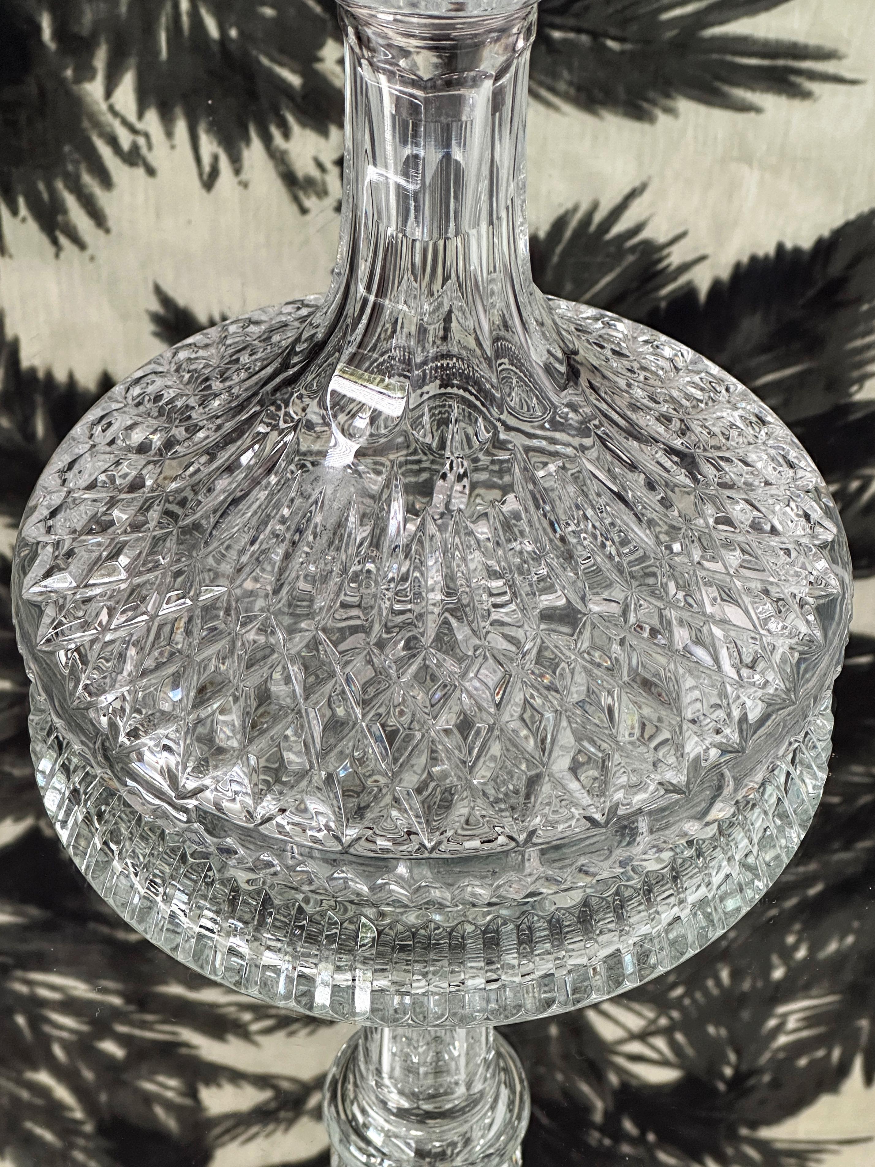 Irish Vintage Waterford Crystal Ships Decanter with Etched Diamond Cuts, c. 1970's