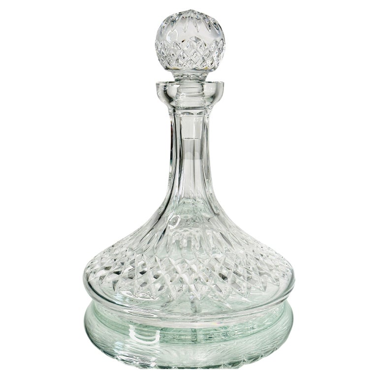 Vintage Waterford Crystal Ships Decanter with Etched Diamond Cuts, c