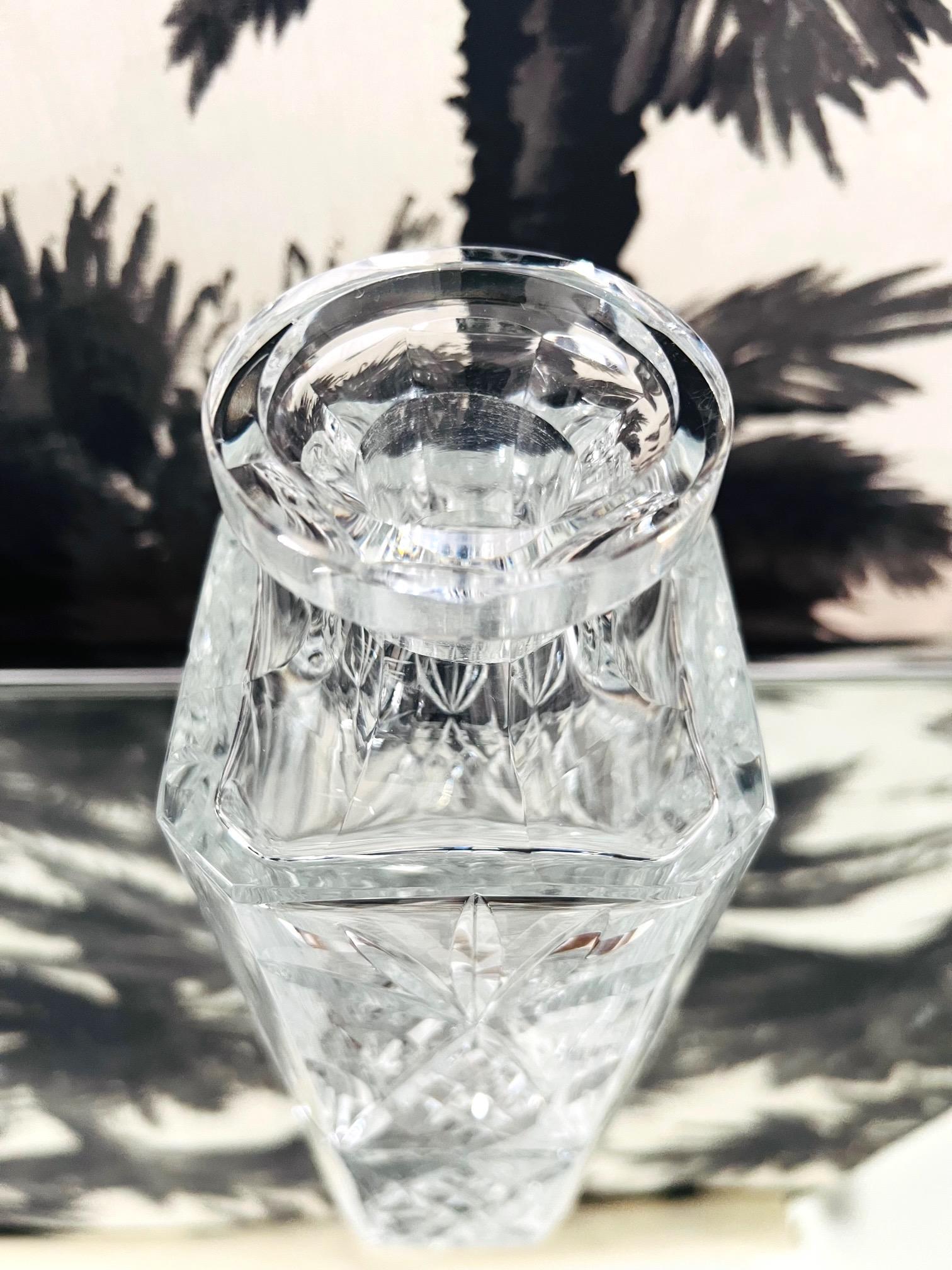 Late 20th Century Vintage Waterford Crystal Whiskey Decanter with Etched Designs, C. 1980