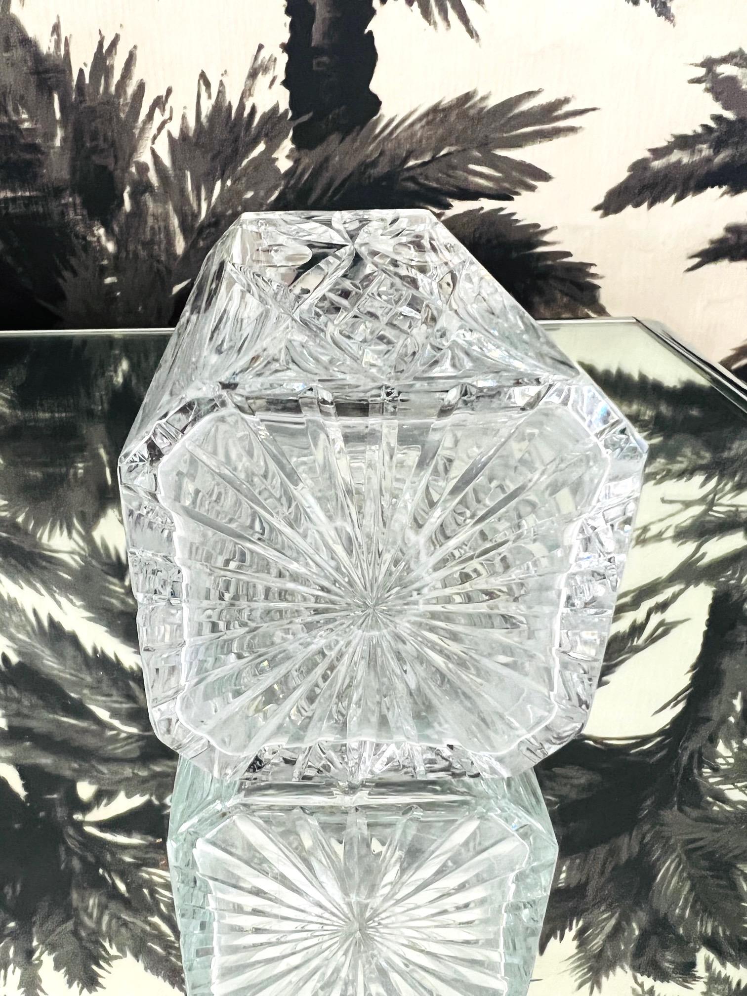 Vintage Waterford Crystal Whiskey Decanter with Etched Designs, C. 1980 1