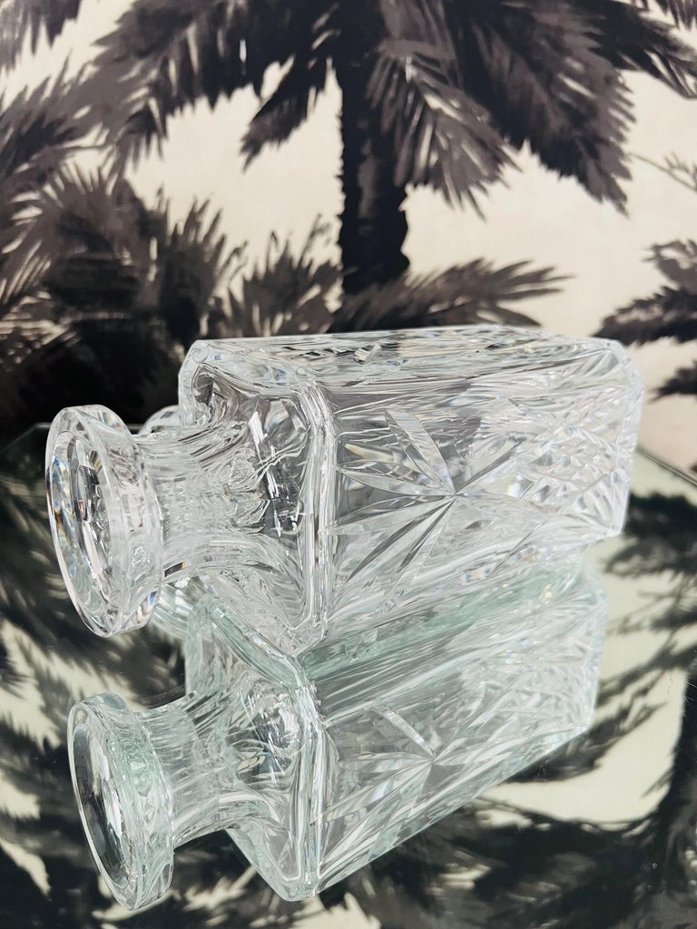 Late 20th Century Vintage Waterford Crystal Whiskey Decanter with Etched Designs, C. 1980 For Sale