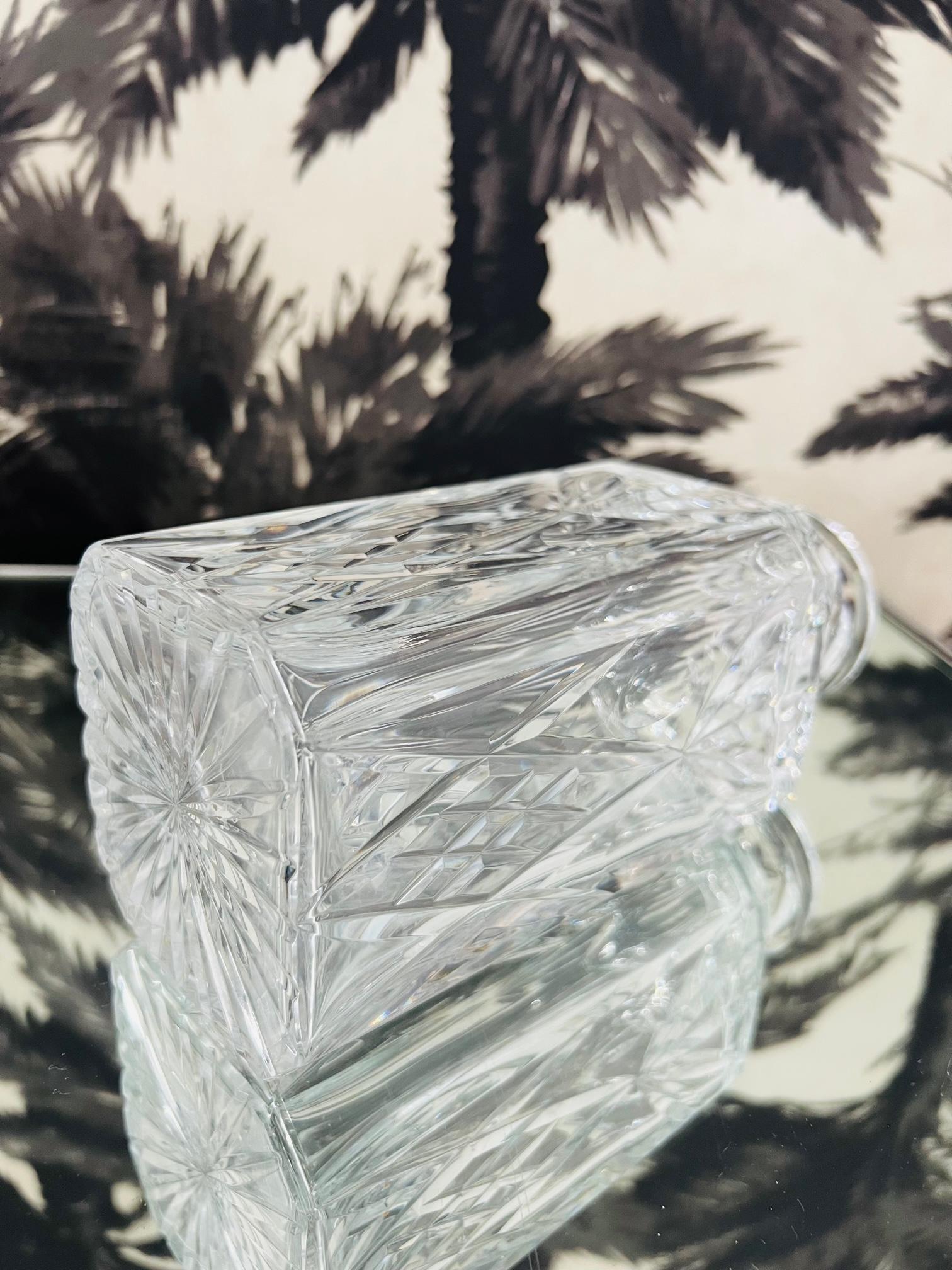 Hand-Crafted Vintage Waterford Crystal Whiskey Decanter with Etched Designs, C. 1980