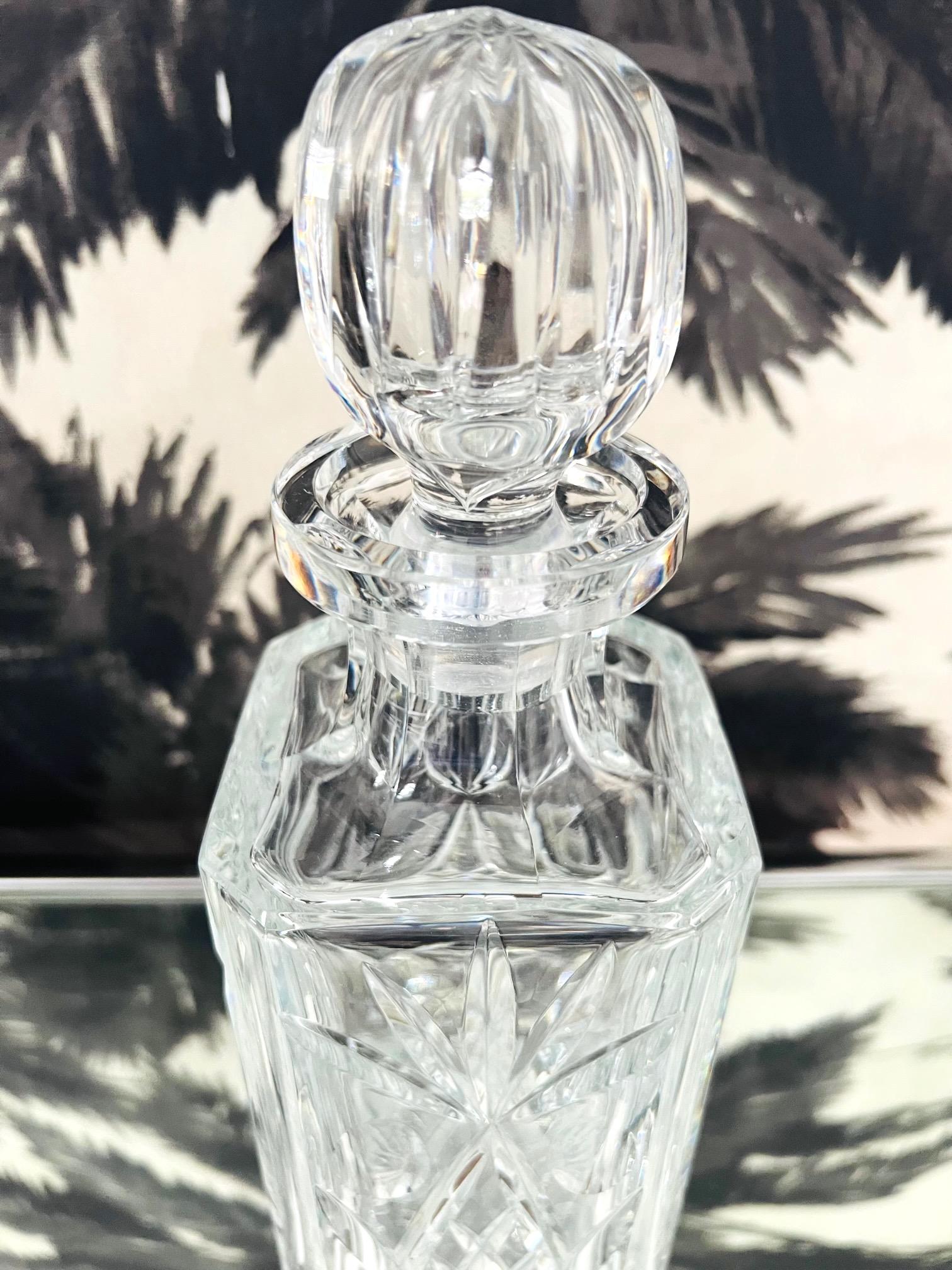 Vintage Waterford Crystal Whiskey Decanter with Etched Designs, C. 1980 In Good Condition In Fort Lauderdale, FL