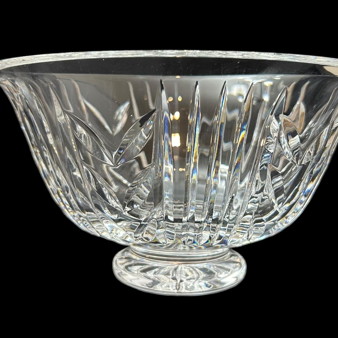 Vintage Waterford “Glencar” Footed Crystal Bowl ~ 10” In Good Condition For Sale In Naples, FL