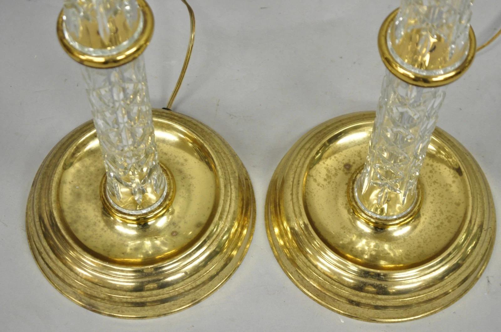 Lampade da terra stile impero in ottone con colonna di cristallo Waterford Crystal - Vintage By in vendita 3