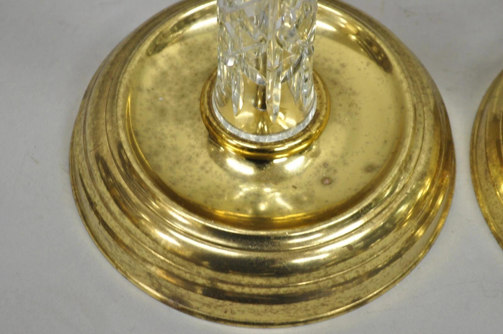 Lampade da terra stile impero in ottone con colonna di cristallo Waterford Crystal - Vintage By in vendita 1