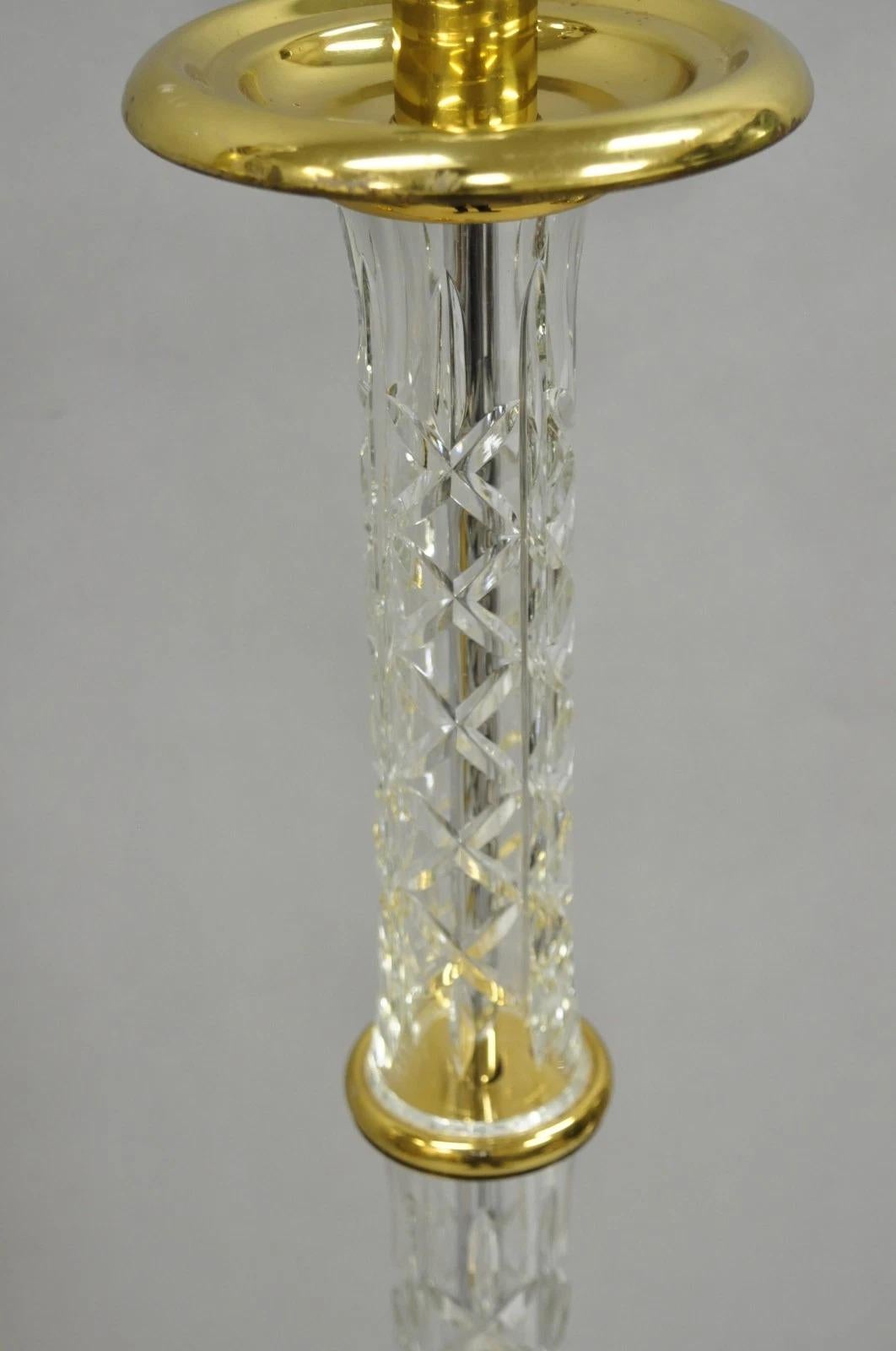 Lampade da terra stile impero in ottone con colonna di cristallo Waterford Crystal - Vintage By in vendita 2