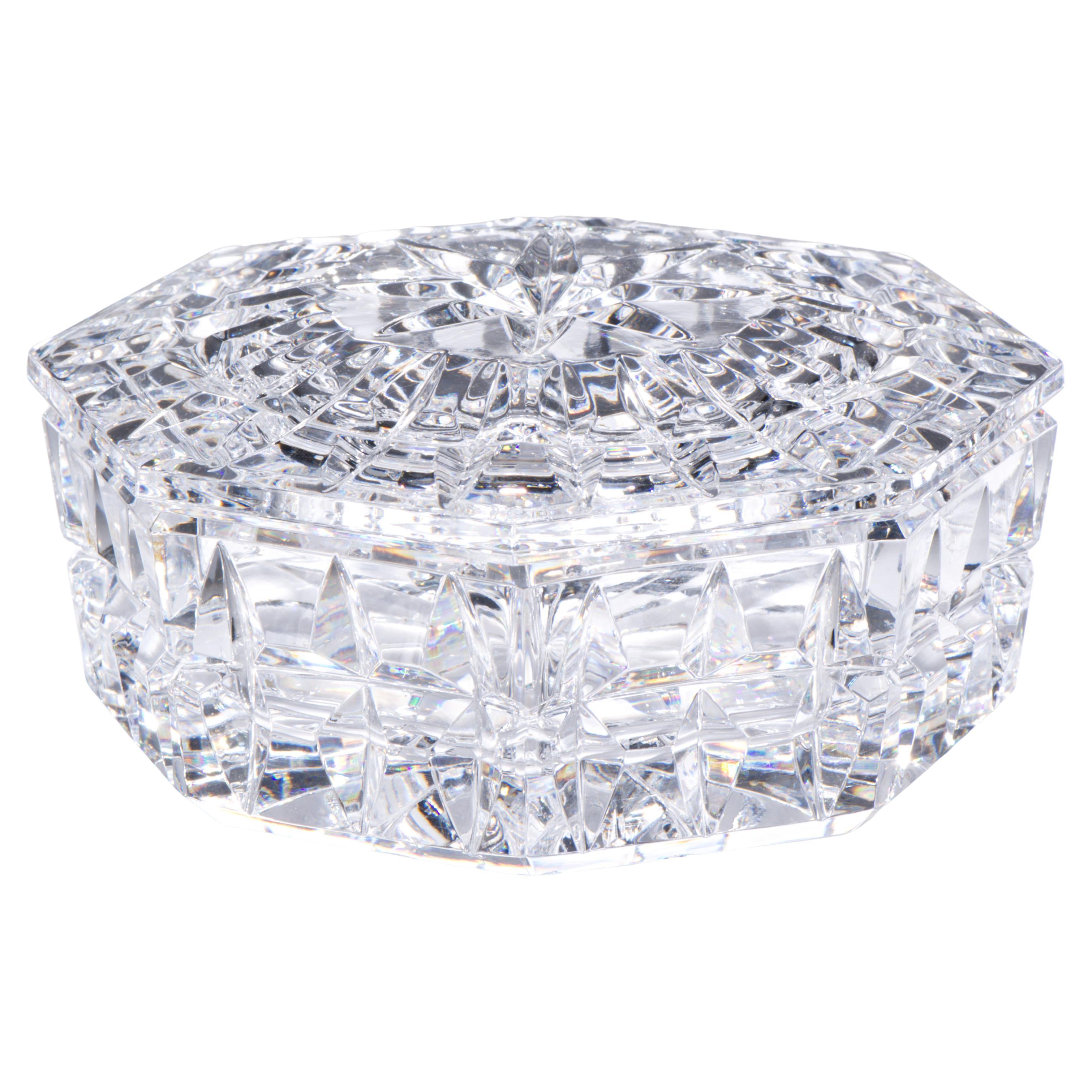 Vintage Waterford Crystal Grande Scatola di Cristallo Tagliato con Coperchio