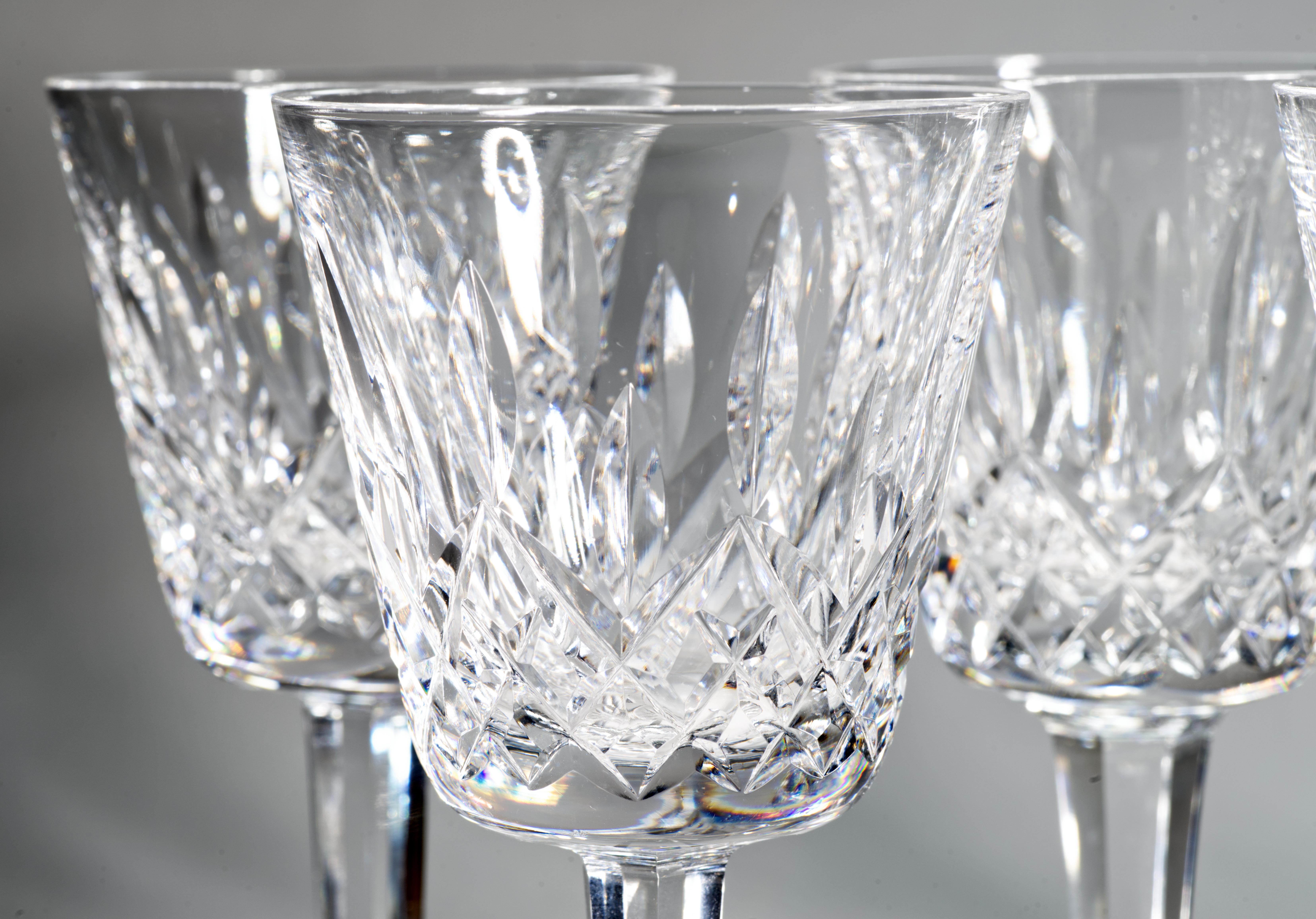 Vintage Waterford Lismore Crystal Wine Glasses, Set of 6 In Good Condition In Clifton Springs, NY