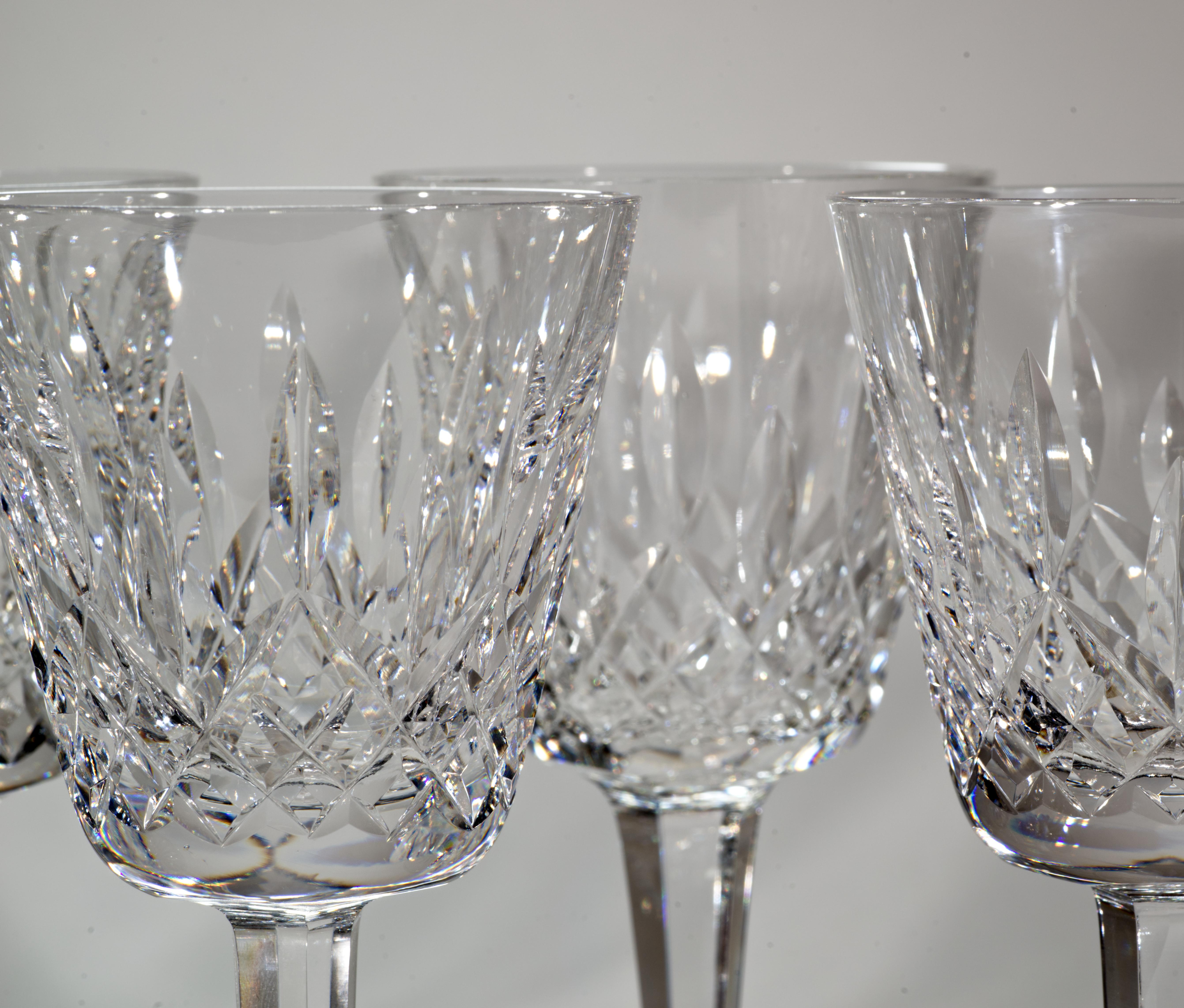 20th Century Vintage Waterford Lismore Crystal Wine Glasses, Set of 6