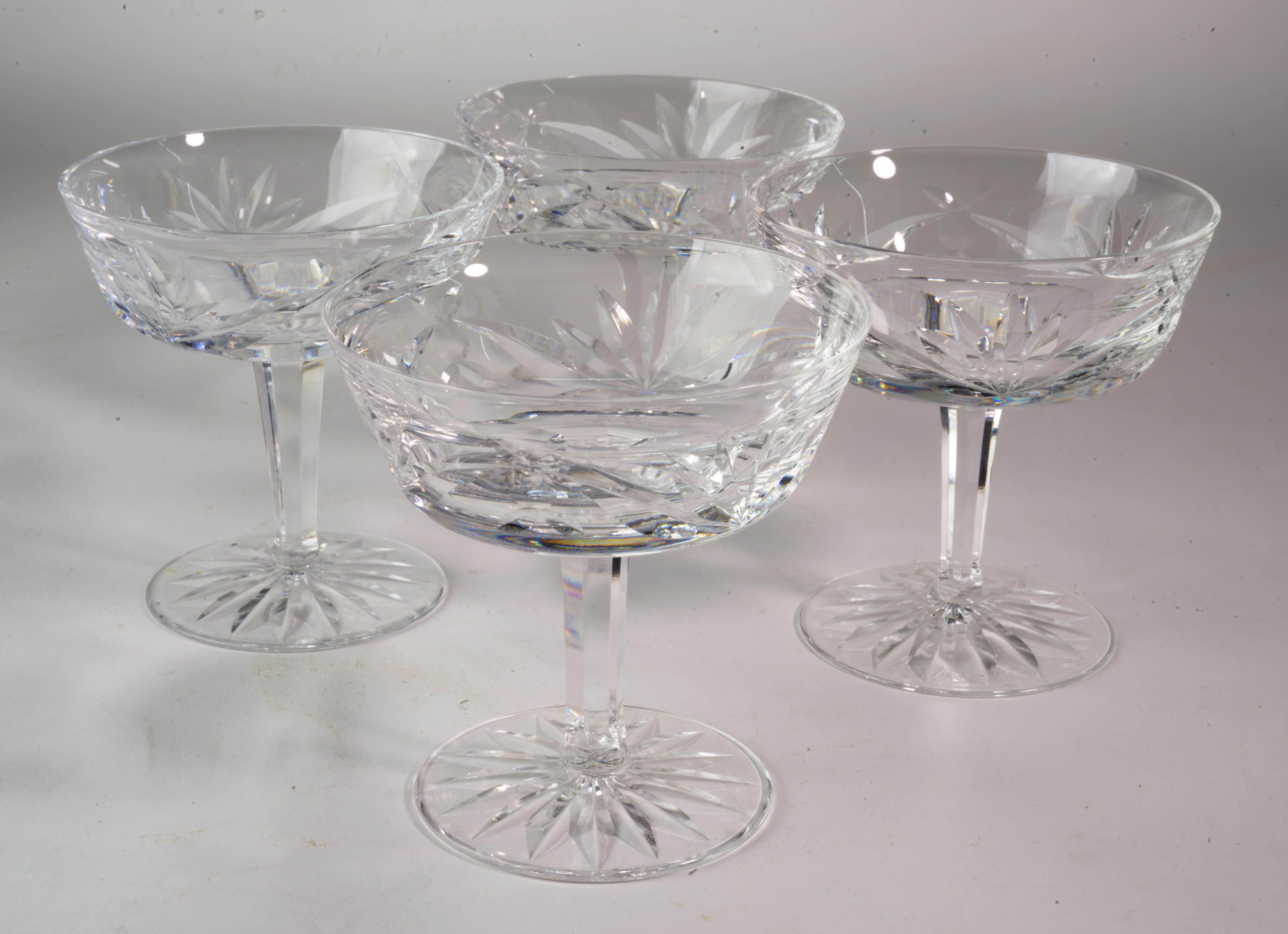 Vintage Waterford Set of 4 Champagne Coupe Glasses Ashling For Sale 1