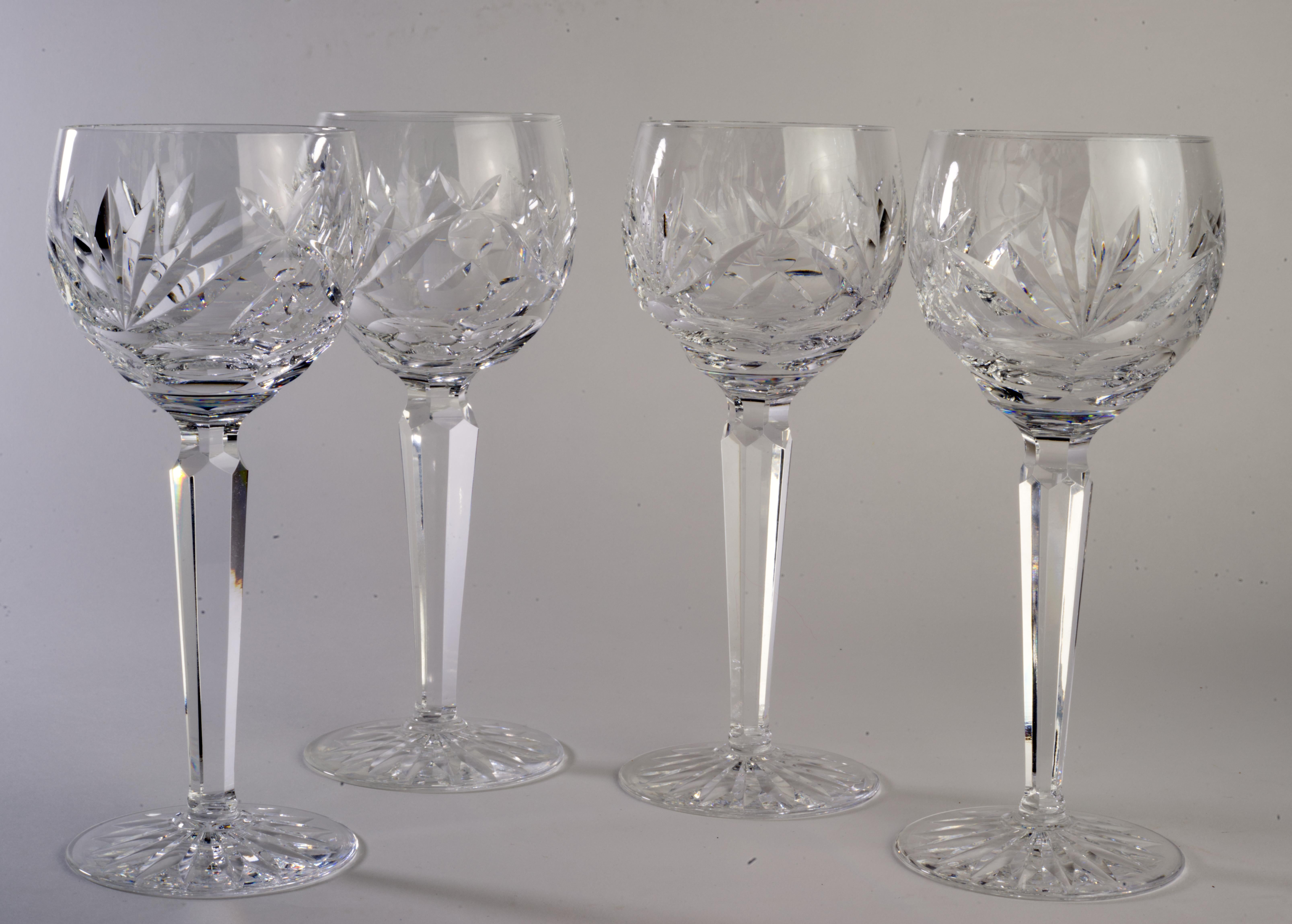 Irlandese Waterford Set di 4 bicchieri da vino Hock Ashling d'epoca in vendita
