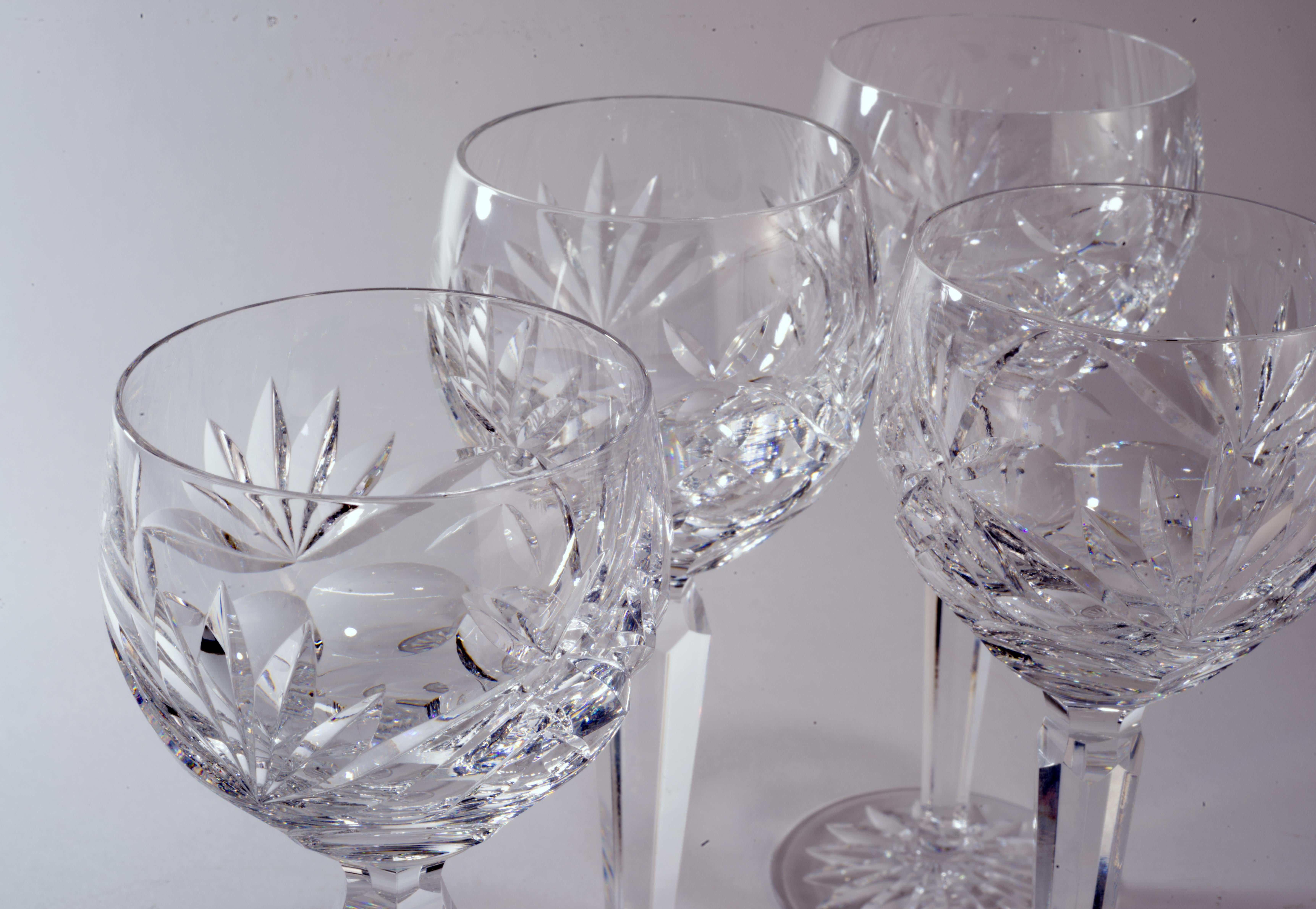 20th Century Vintage Waterford Set of 4 Hock Wine Glasses Ashling For Sale