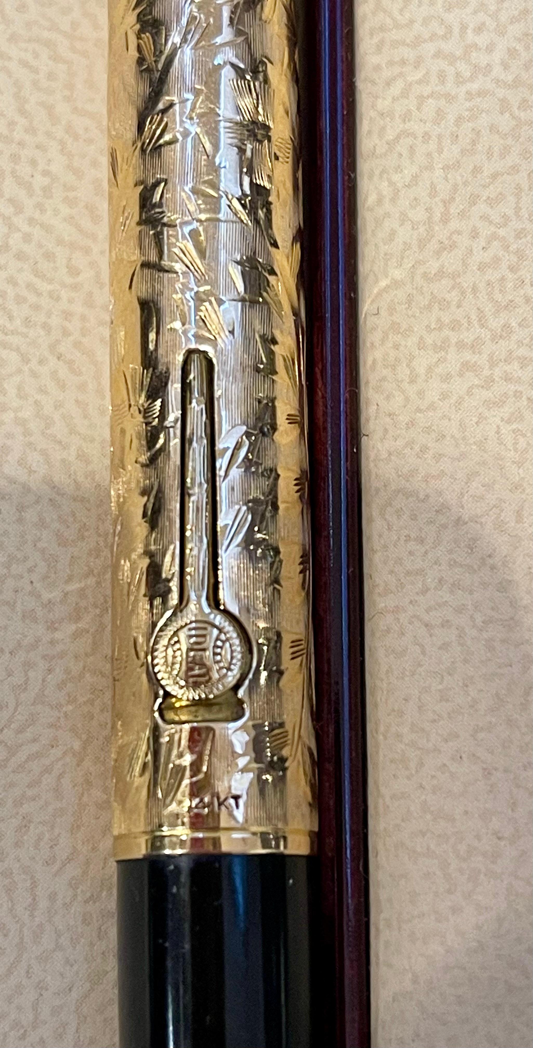 Wassermann-Brunnenstift in voller Größe, 14 K massives Gold, vergoldetes Design für Damen oder Herren