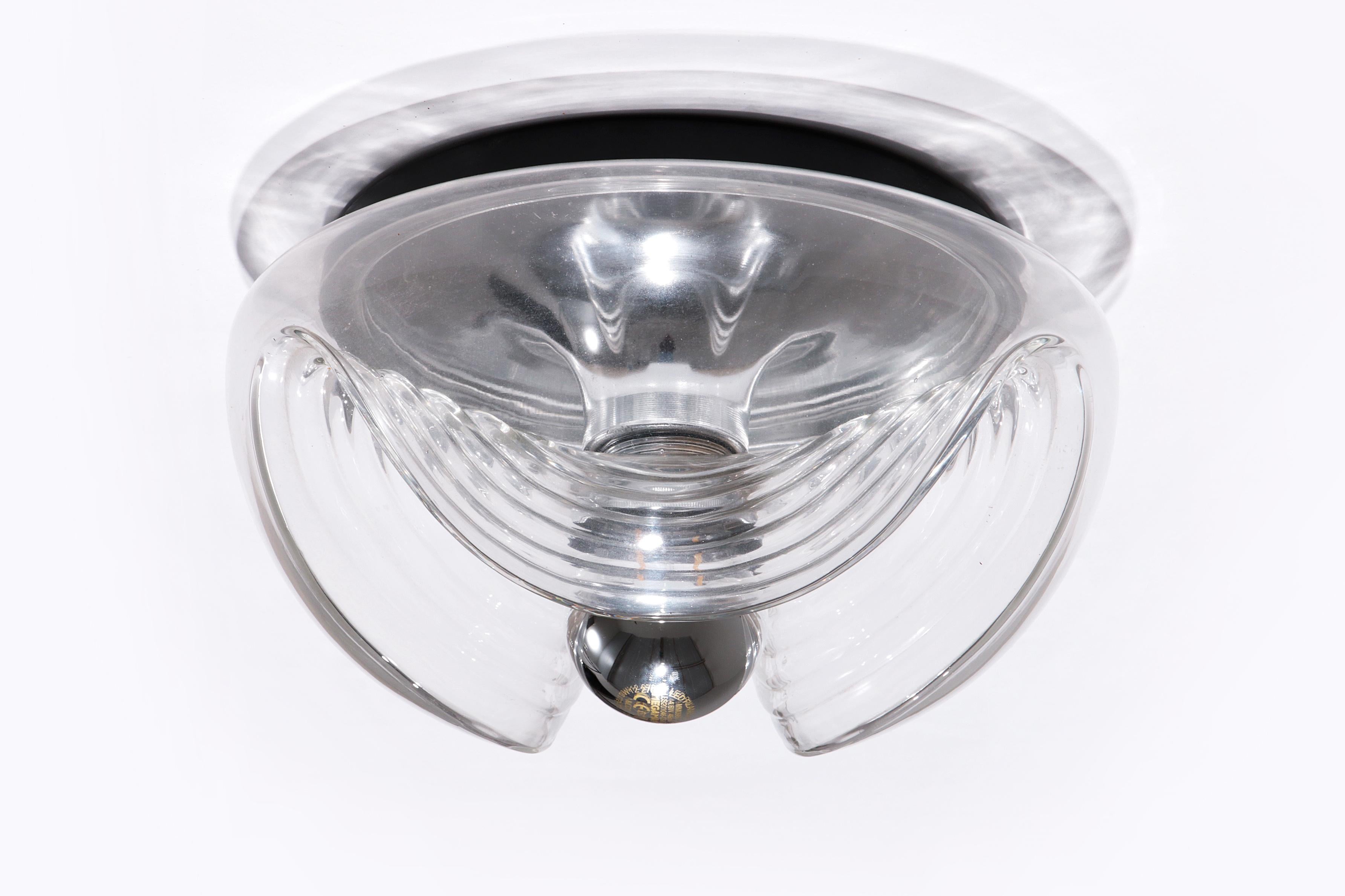 Mid-20th Century Vintage Wave Ceiling Lamp from Peill & Putzler Clear glass For Sale
