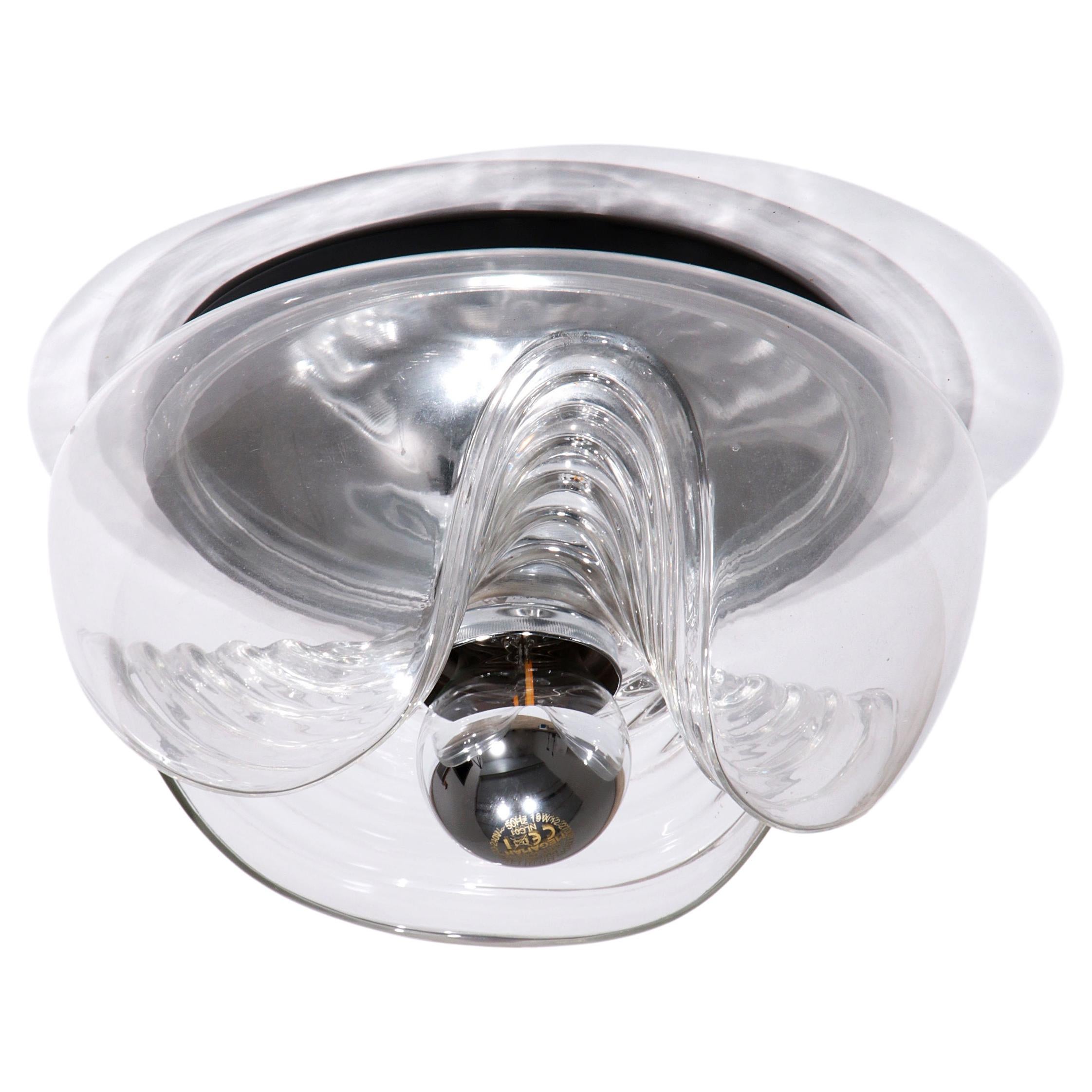 Vintage Wave Ceiling Lamp from Peill & Putzler Clear glass