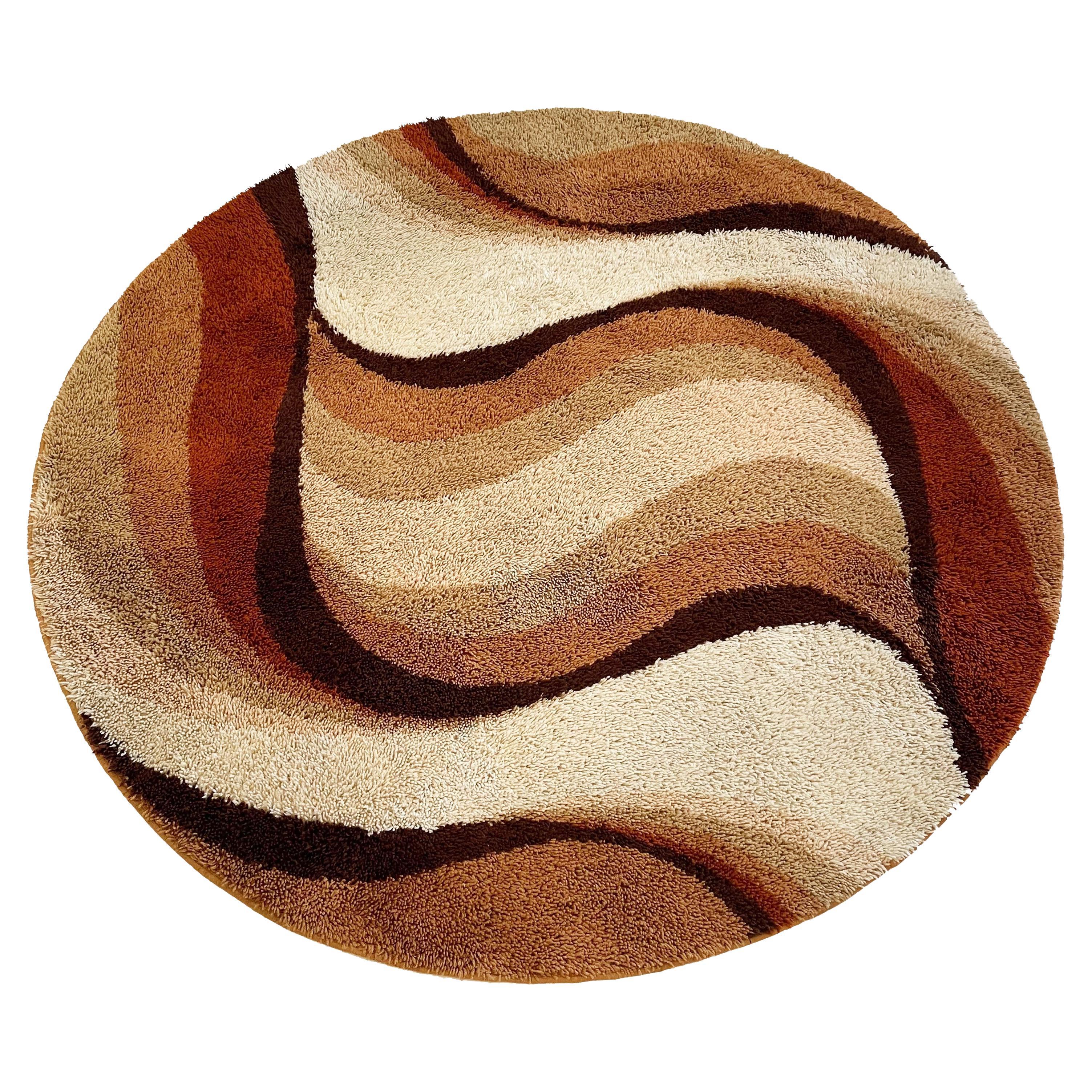 Vintage "Wave" High Pile Rya Rug by Prinstapijt Desso, Netherlands 1970s No2 For Sale