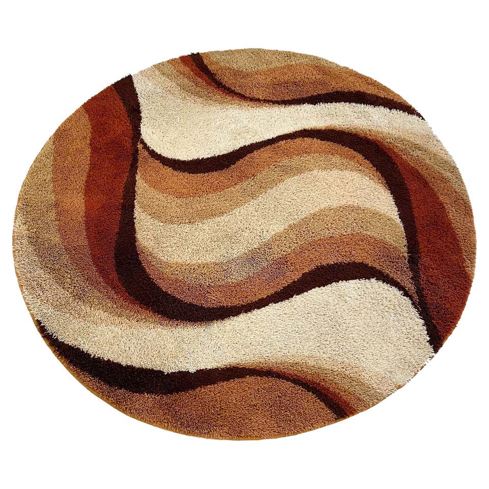 Extra Large Original Scandinavian High Pile Orange Rya Rug by Ege ...