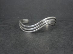 Vintage Wavy Cuff Bracelet 6.5 Inches Sterling Silver