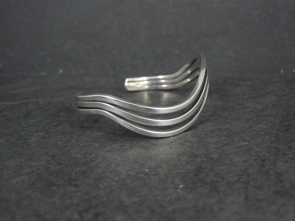 Brazalete ondulado vintage 15 cm Plata de ley Moderno en venta