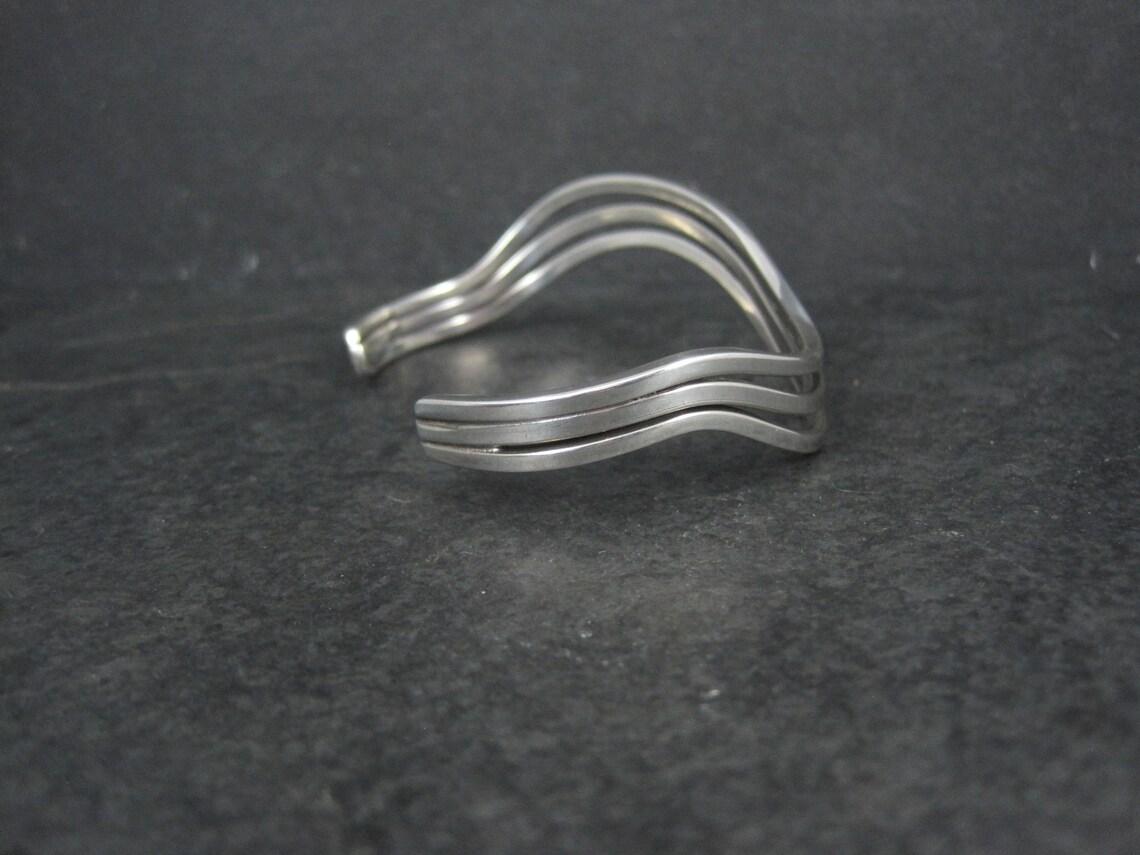 Vintage Wavy Cuff Bracelet 6.5 Inches Sterling Silver For