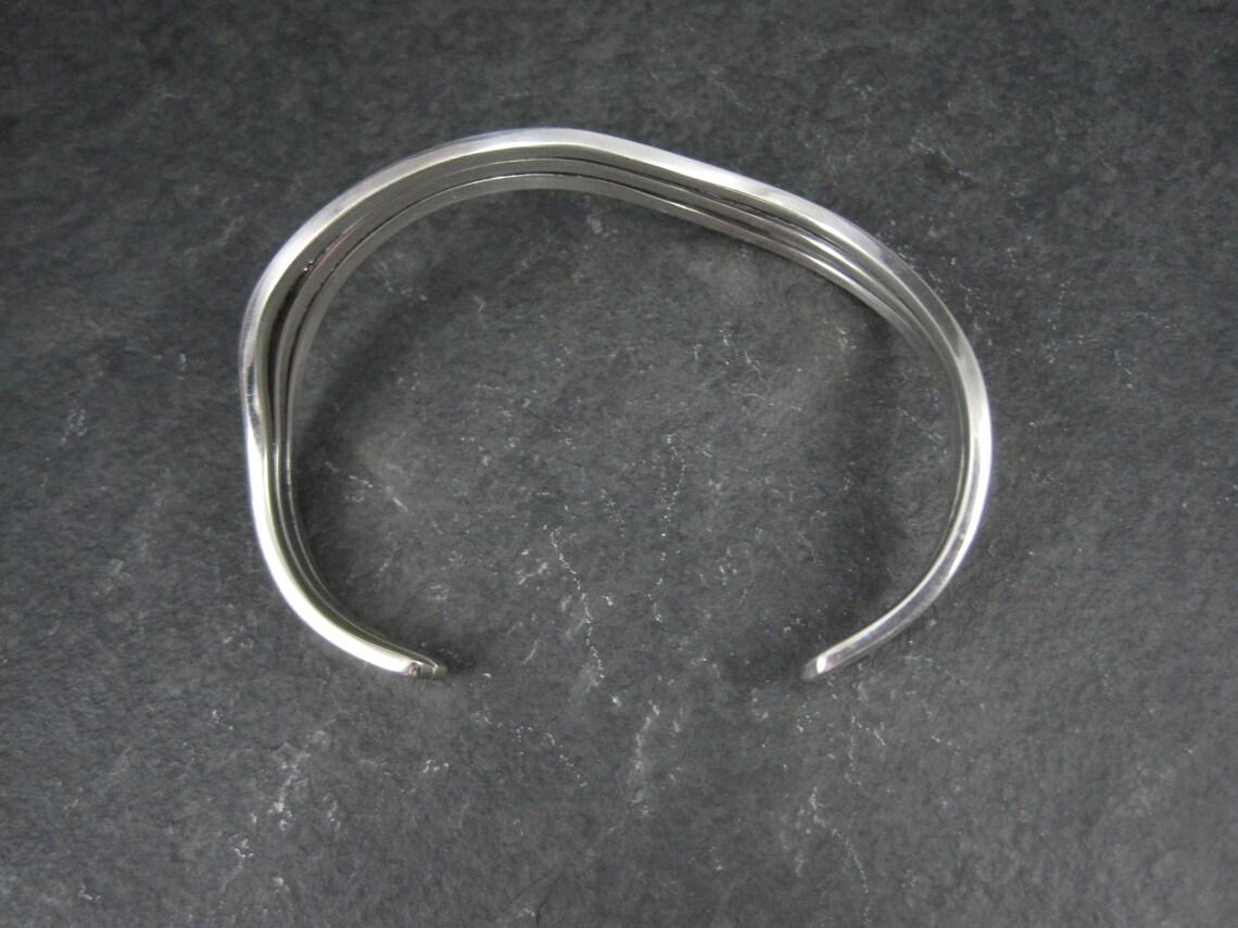 Vintage Wavy Cuff Bracelet 6.5 Inches Sterling Silver For