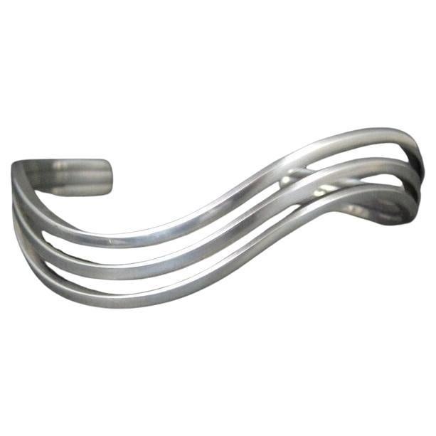 Wavy Vintage Manschettenarmband mit 6,5 Zoll Sterlingsilber