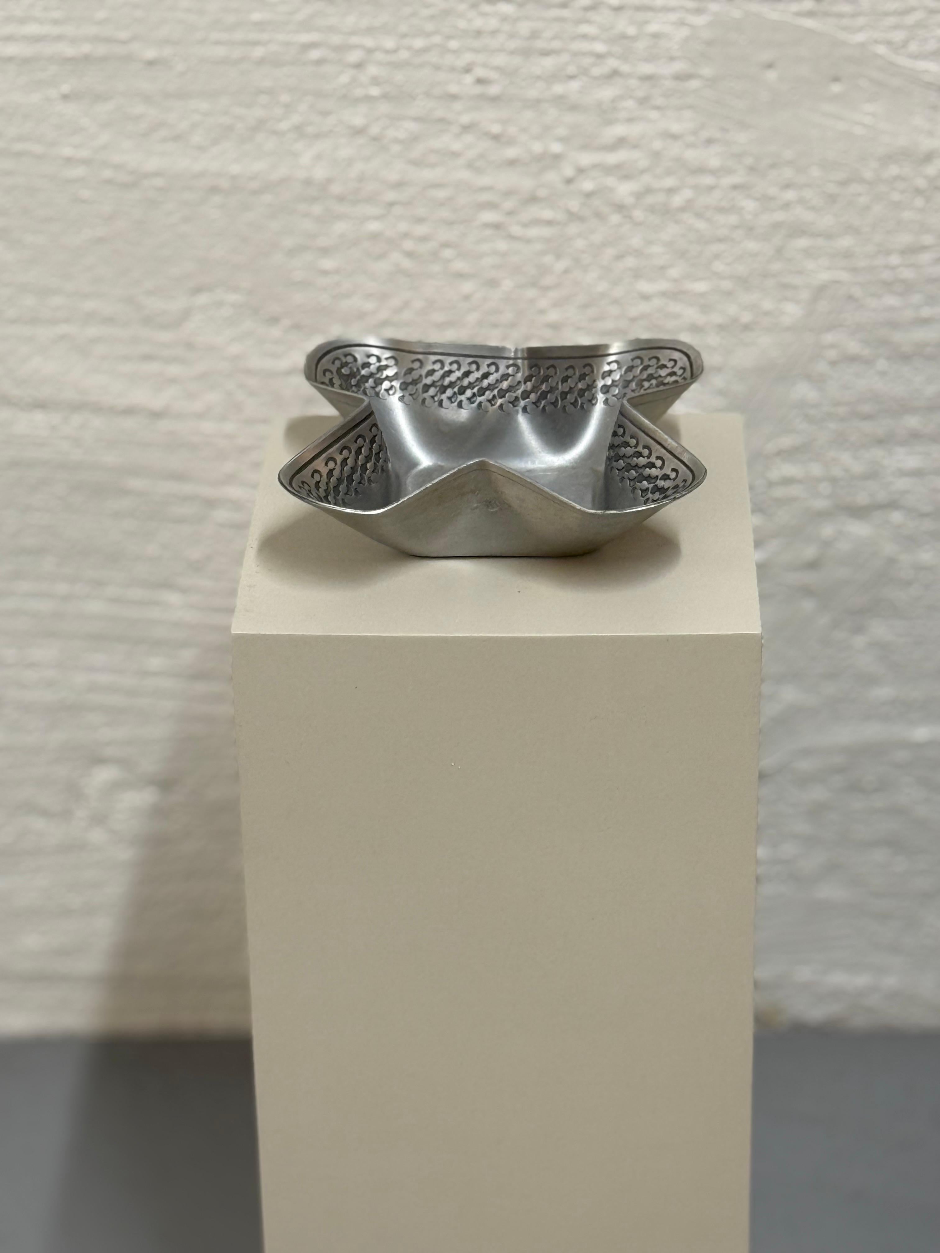 Mid-Century Modern Vintage Wavy Pewter Bowl, Norwegian Design, 1960s For Sale