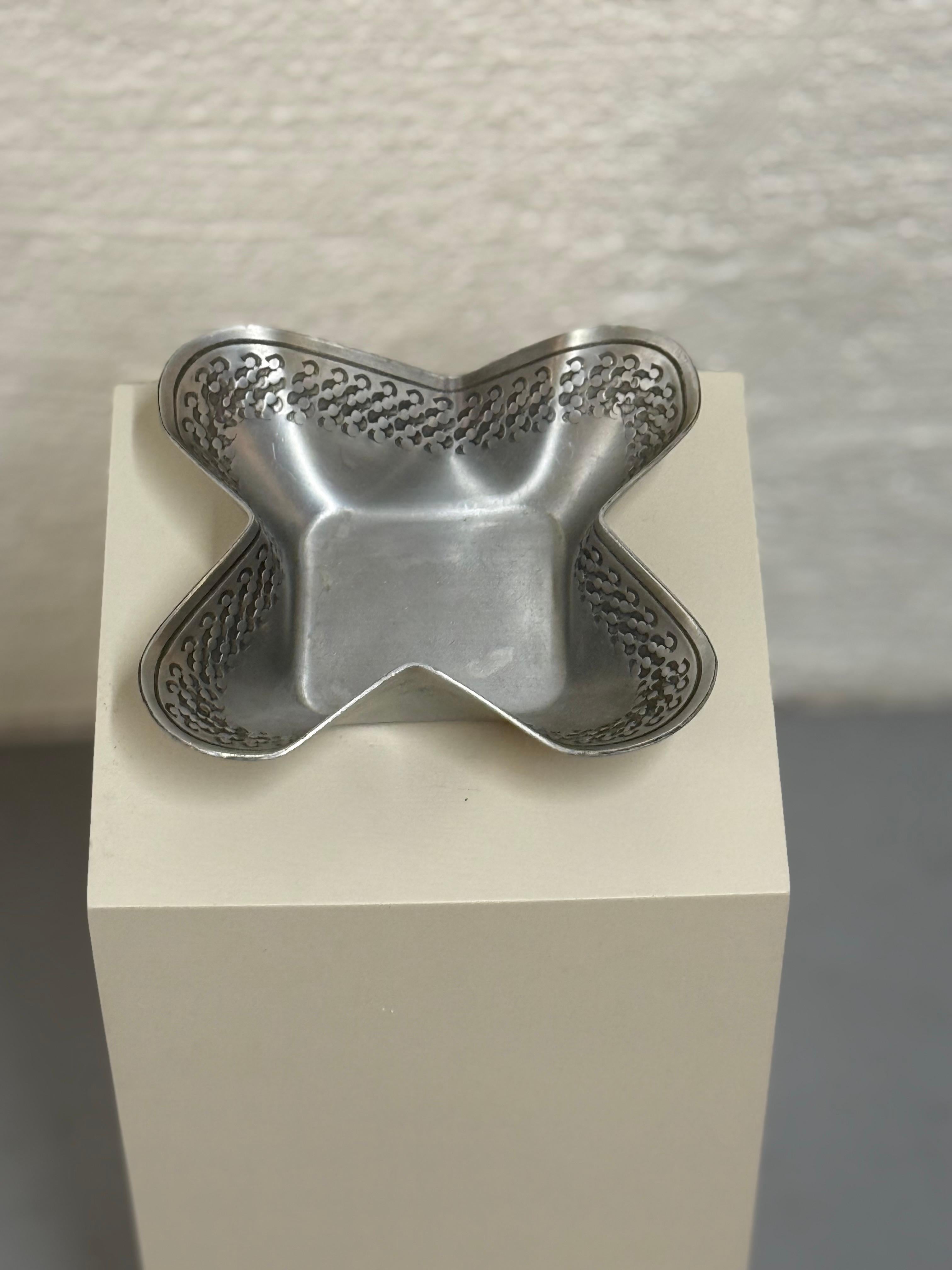 Mid-20th Century Vintage Wavy Pewter Bowl, Norwegian Design, 1960s For Sale