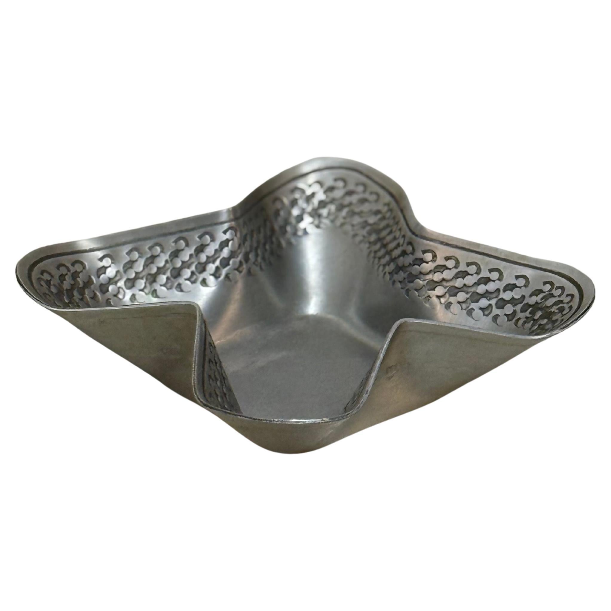 Vintage Wavy Pewter Bowl, Norwegian Design, 1960s