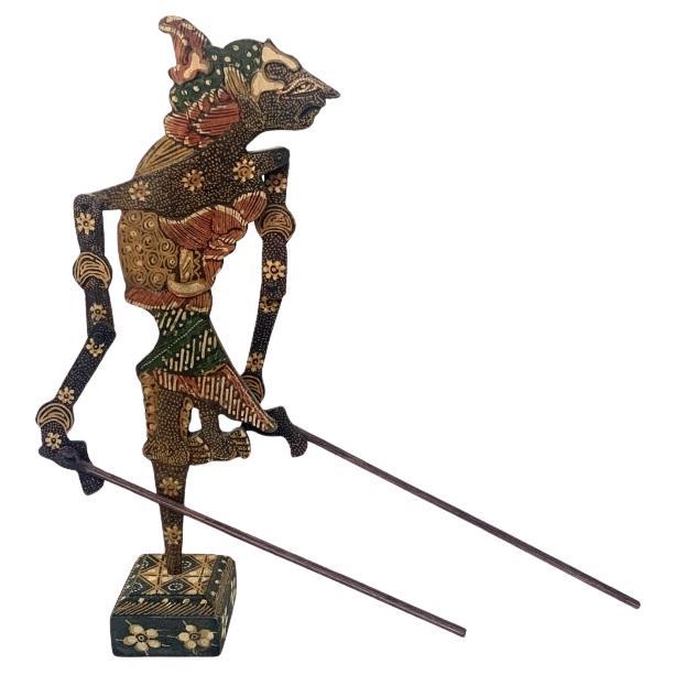 Vintage Wayang Kulit Indonesian Shadow Puppet With Stand