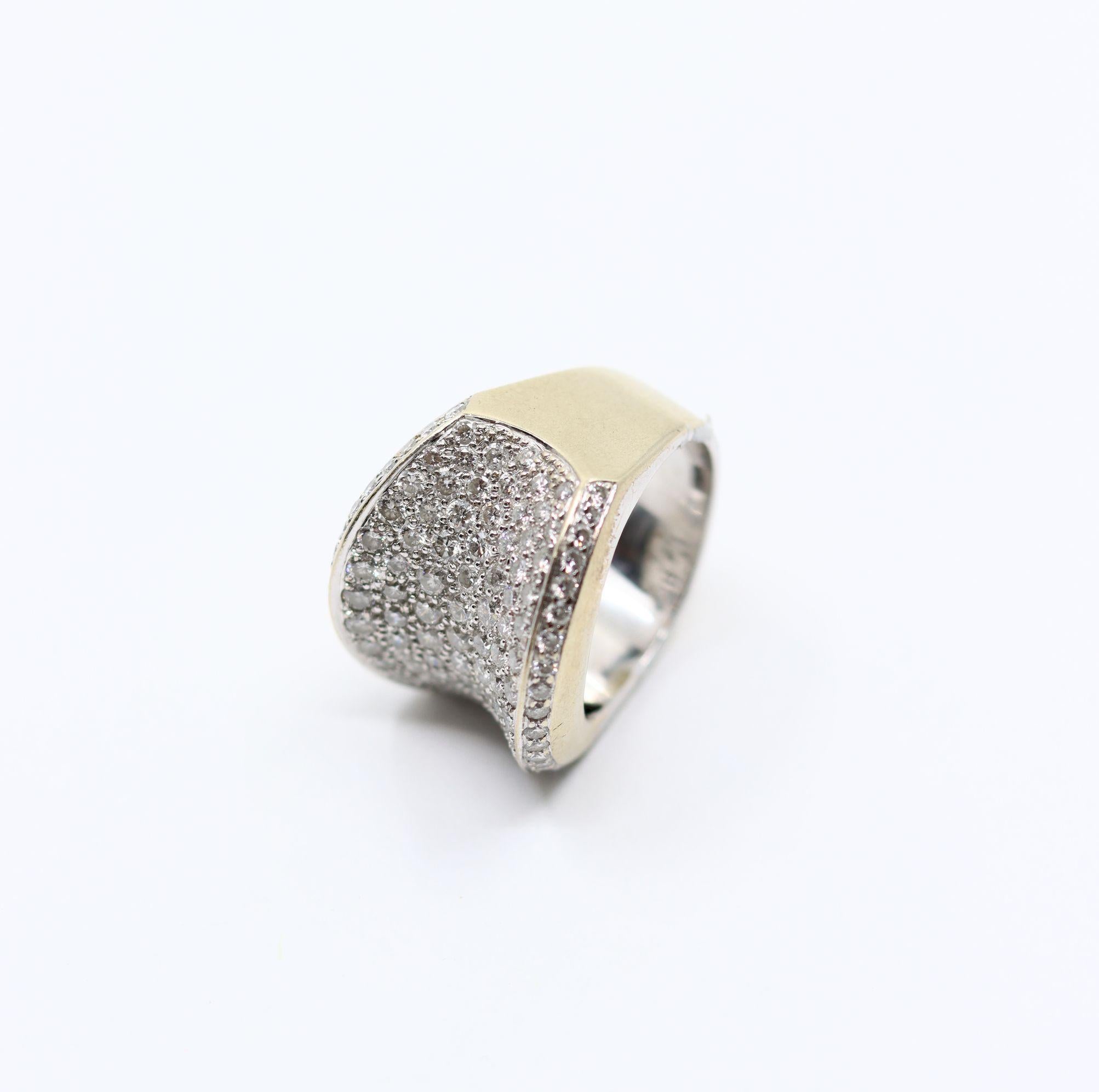 Vintage WCJ 3 Carat Diamond Pave Saddle Ring. For Sale 6