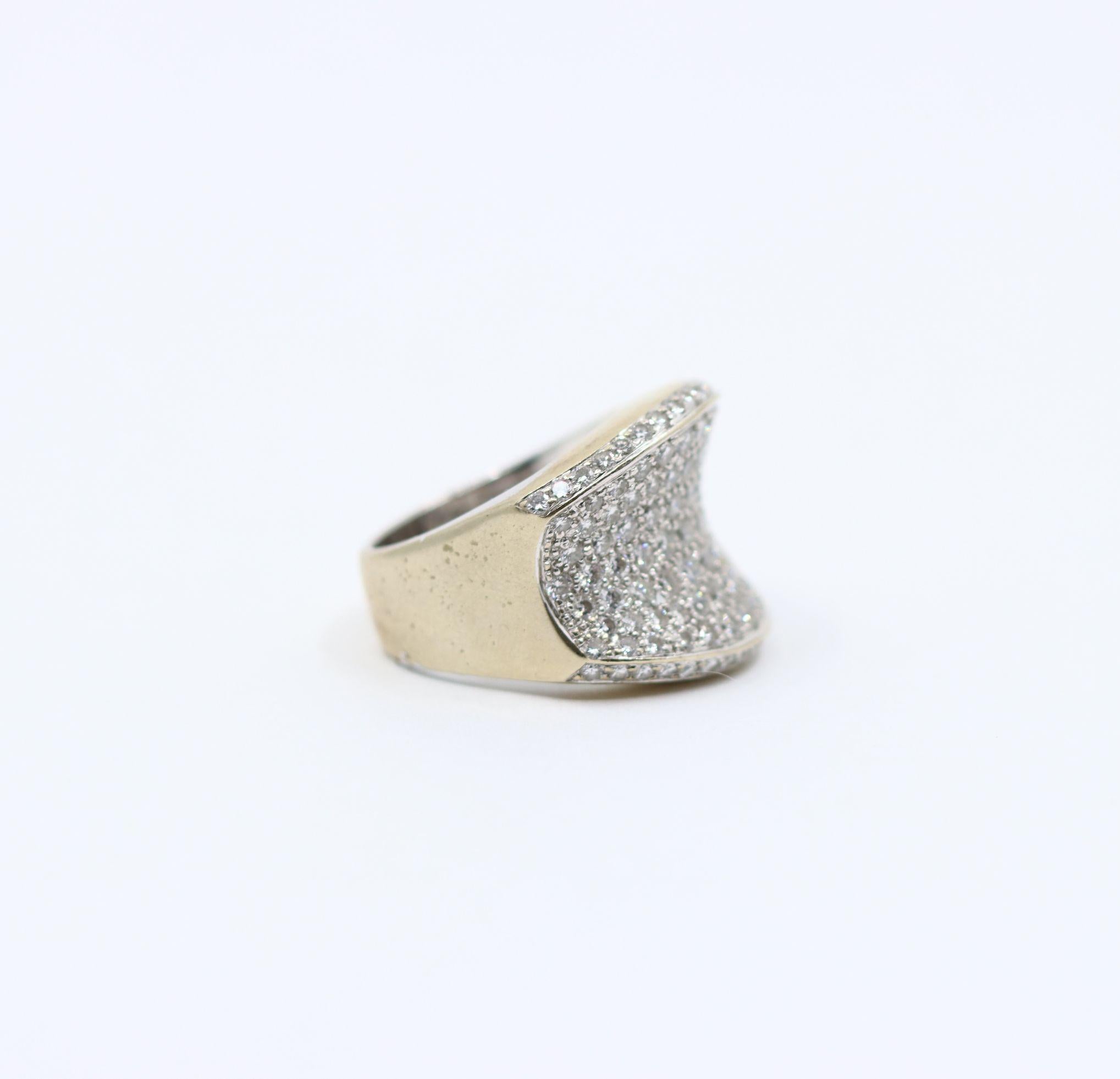 Women's Vintage WCJ 3 Carat Diamond Pave Saddle Ring. For Sale